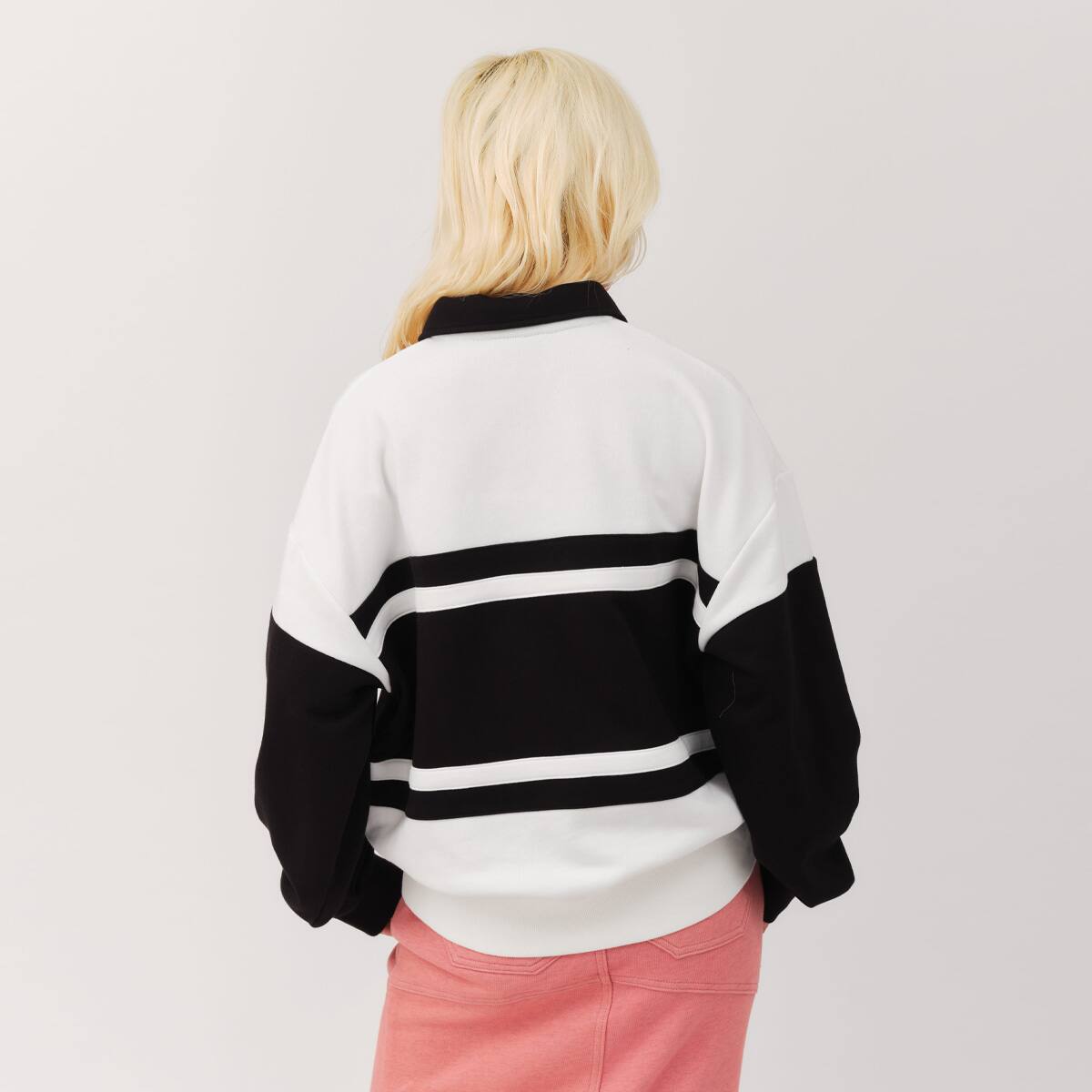 atmos pink Line Polo Sweatshirt WHITEの画像