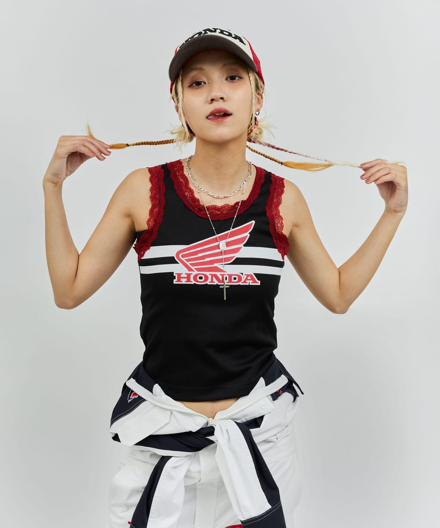 HONDA x atmos pink Racing Tank Top BLACKの画像