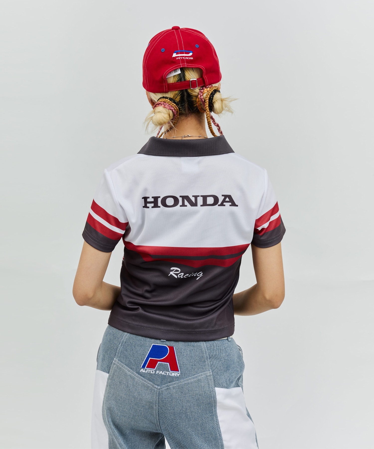 HONDA x atmos pink Racing Polo Shirt BLACKの画像