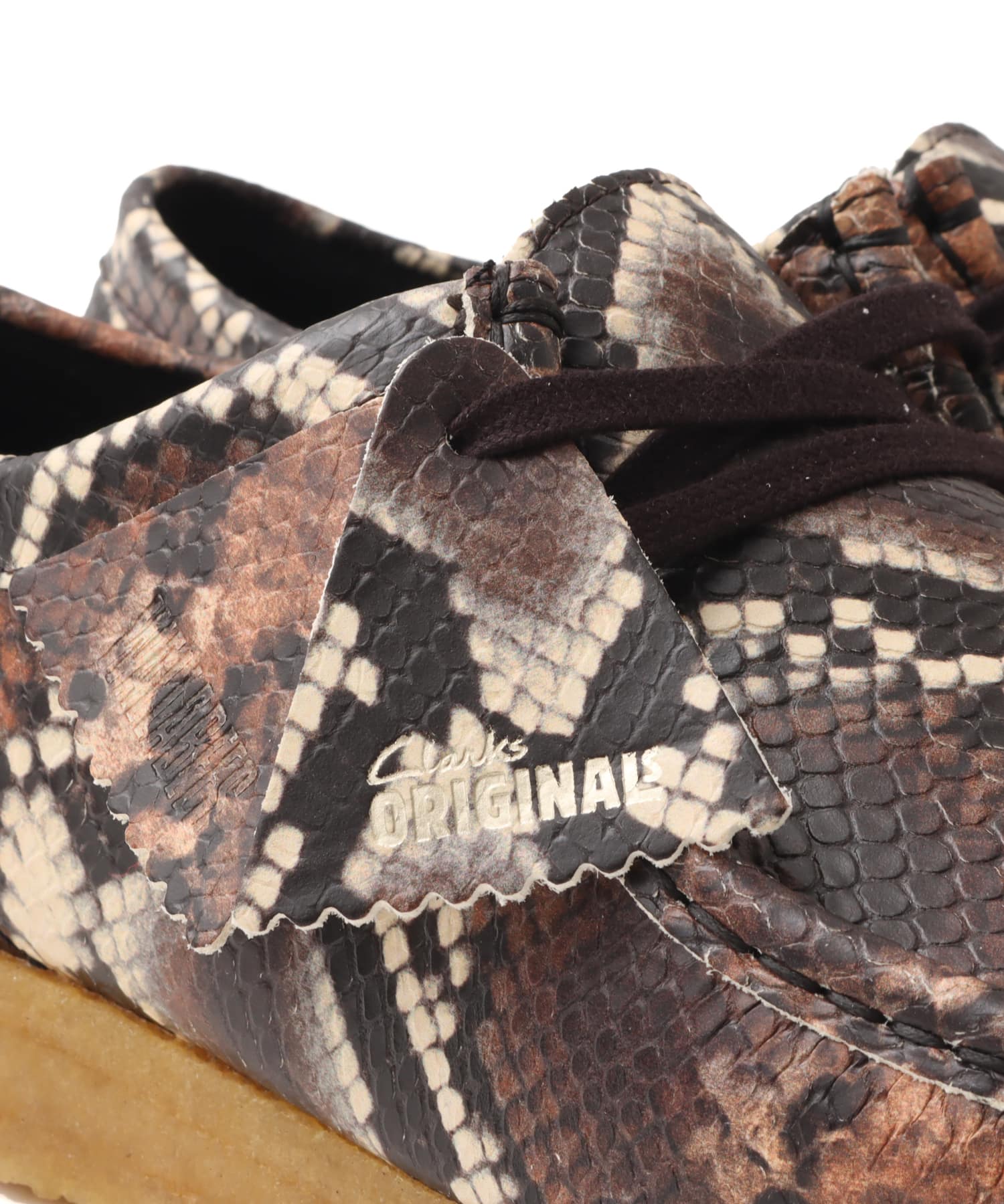 Clarks Wallabee Brown Snake Print Brown（クラークス ワラビー