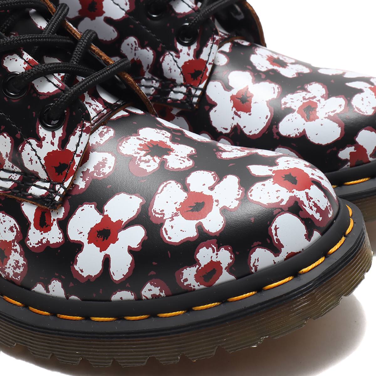 Dr.Martens CORE PRINT 1460 PASCAL BLACK+RED PANSY FAYRE VINTAGE SMOOTH BLACK 21SS-Iの画像