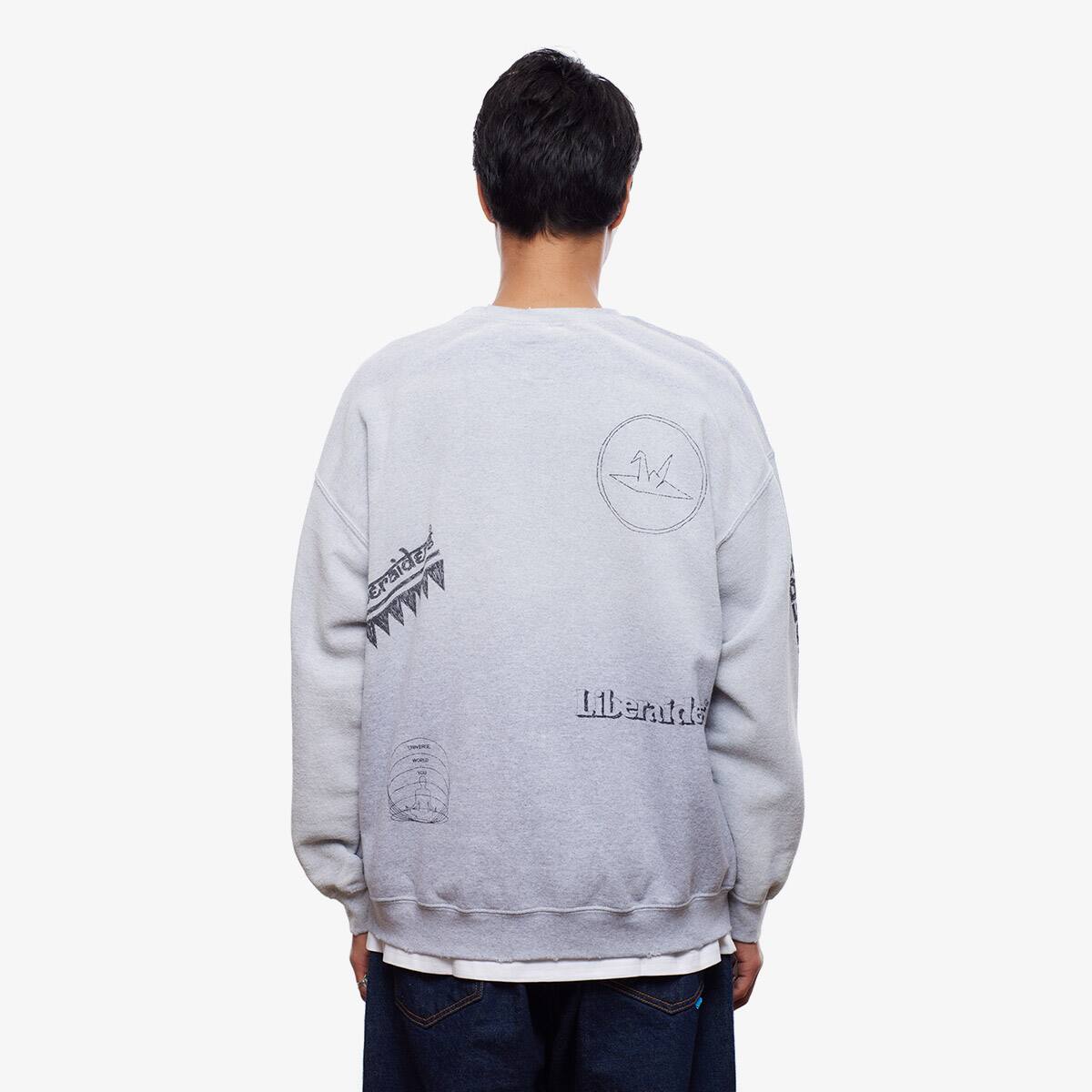 LIBERAIDERS HANDWRITING PRINT CREWNECK GRAYの画像