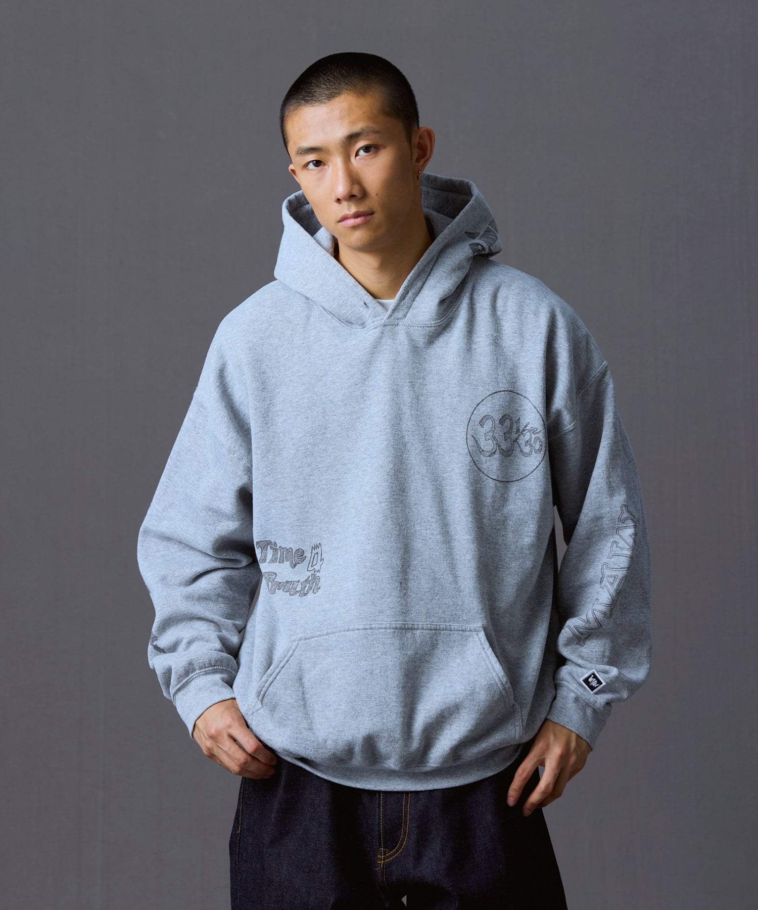 LIBERAIDERS HANDWRITING MULTI LOGO HOODIE GRAYの画像
