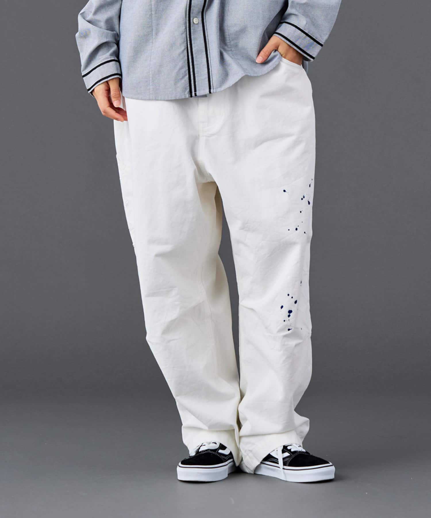 LIBERAIDERS SARROUEL CHINO PAINTER PANTS WHITEの画像