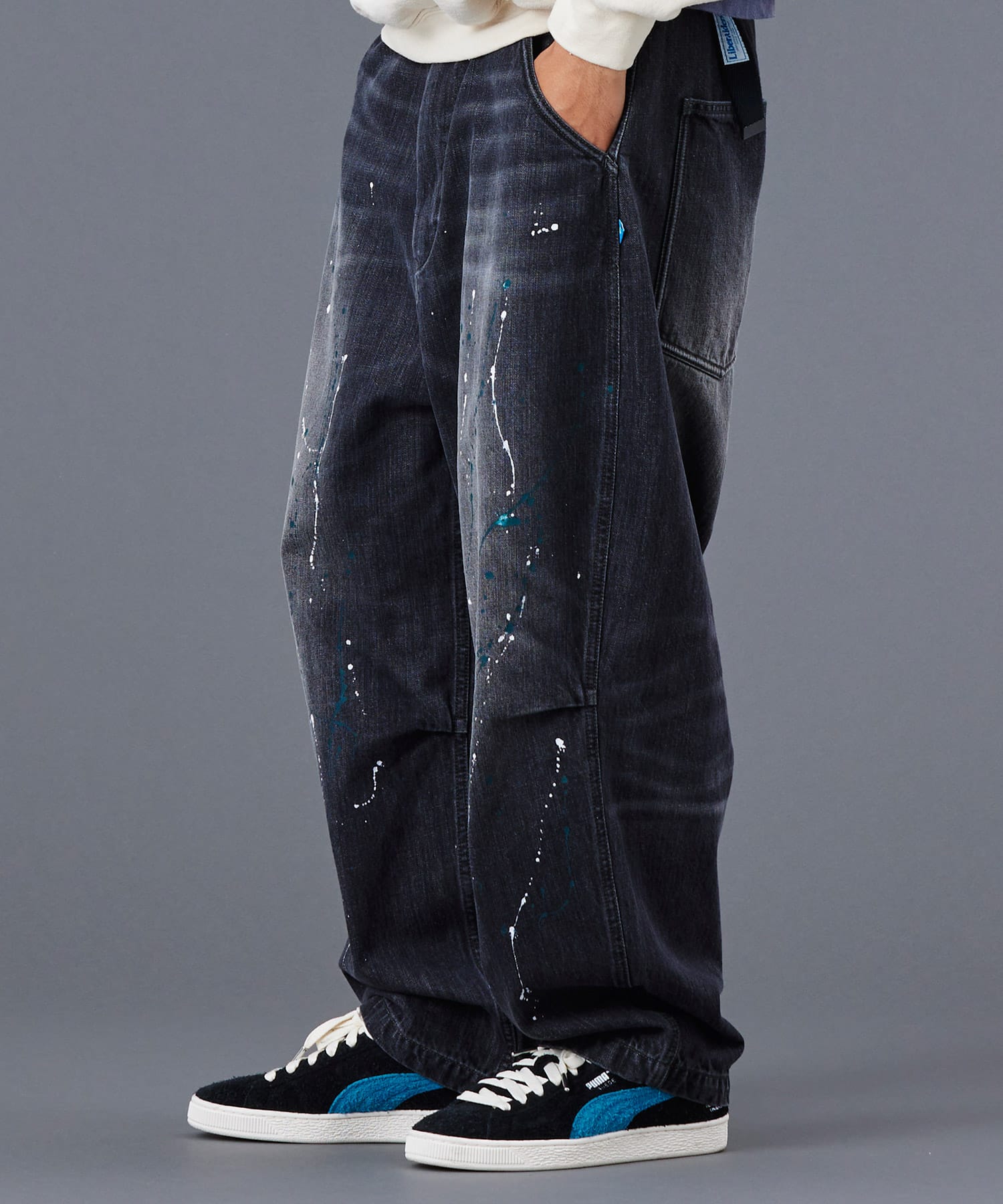 LIBERAIDERS DENIM SARROUEL PANTS BLACKの画像