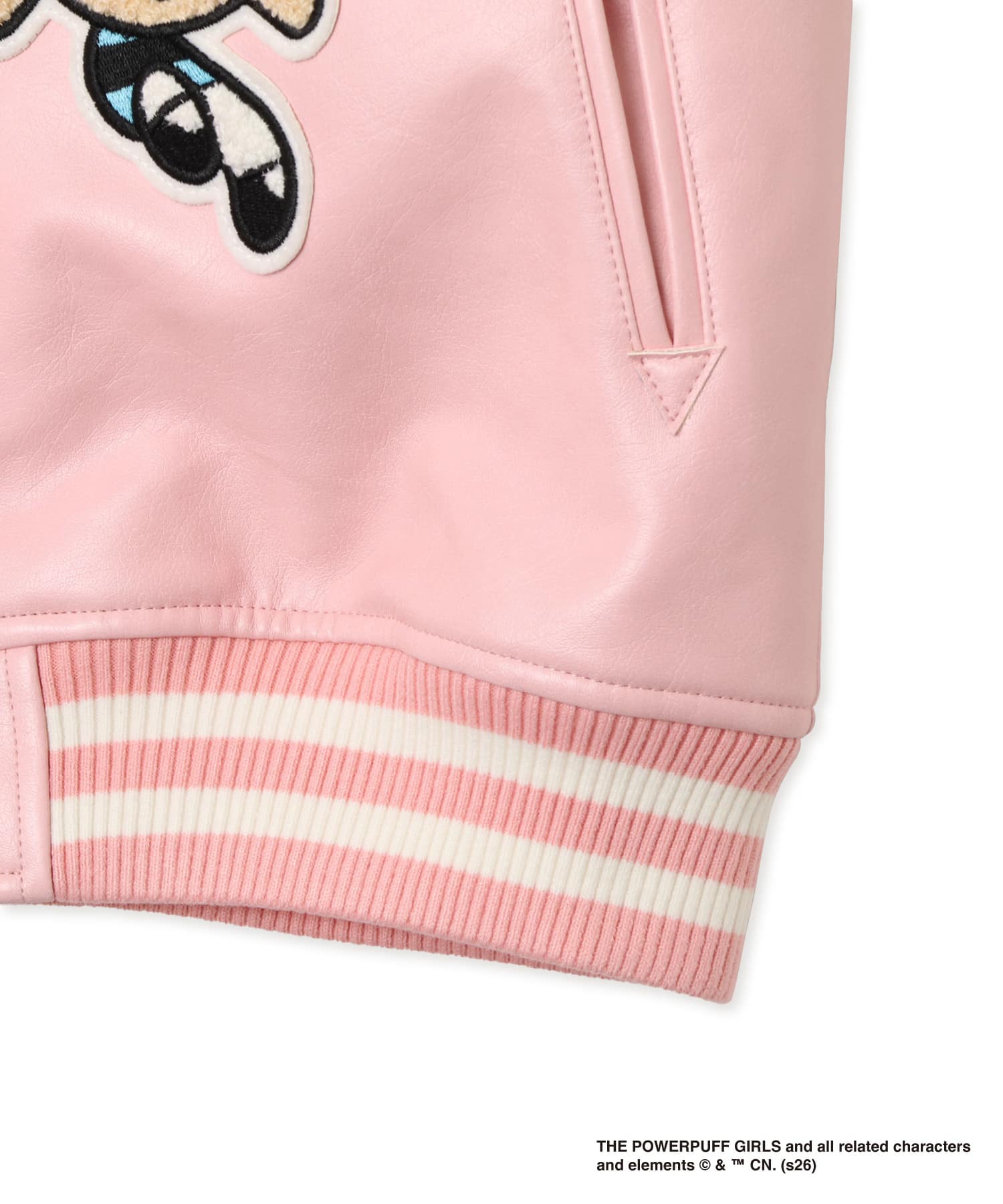 The Powerpuff Girls x atmos pink Faux Leather Jacket PINKの画像
