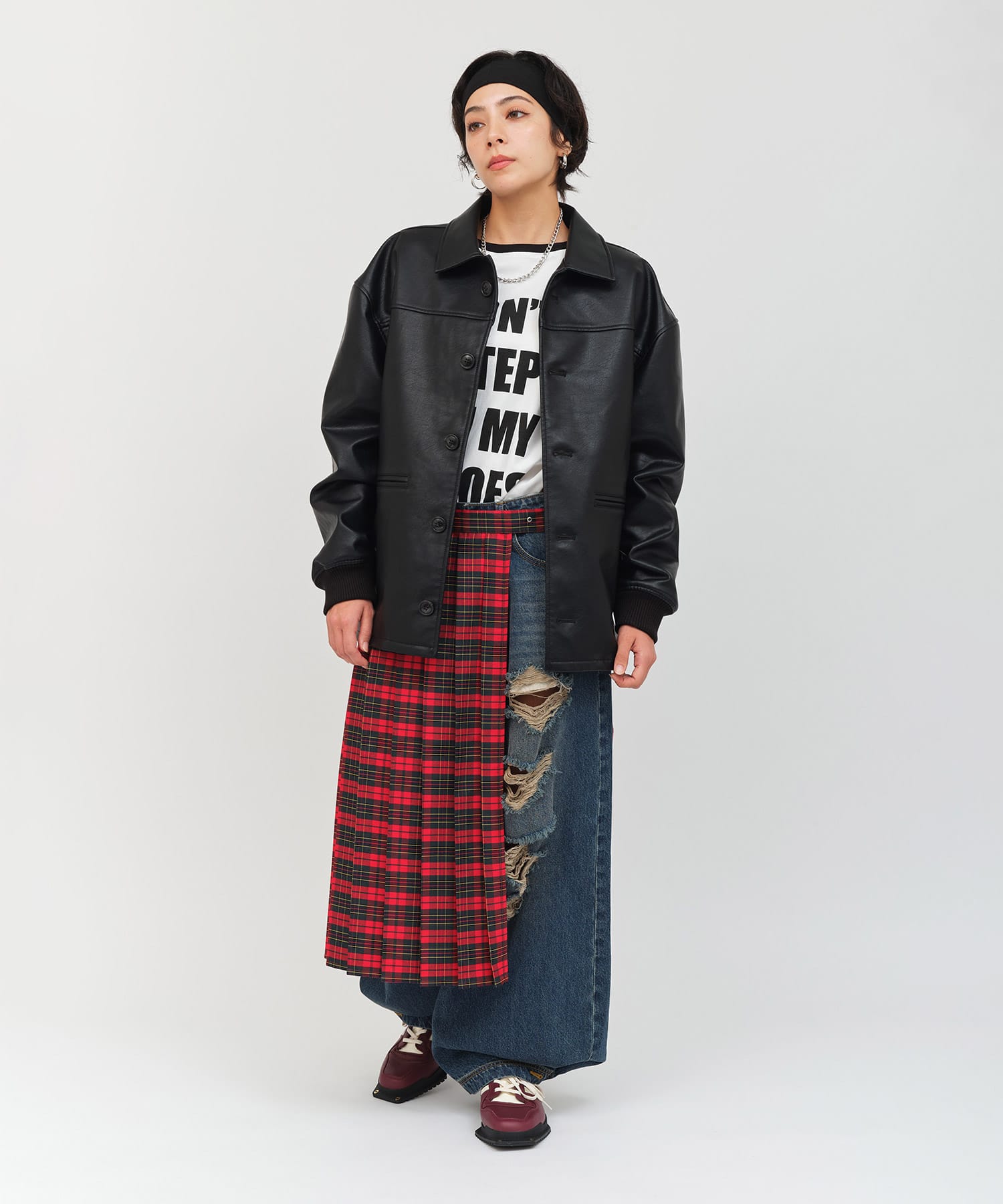 atmos pink Plaid Wrap Skirt REDの画像
