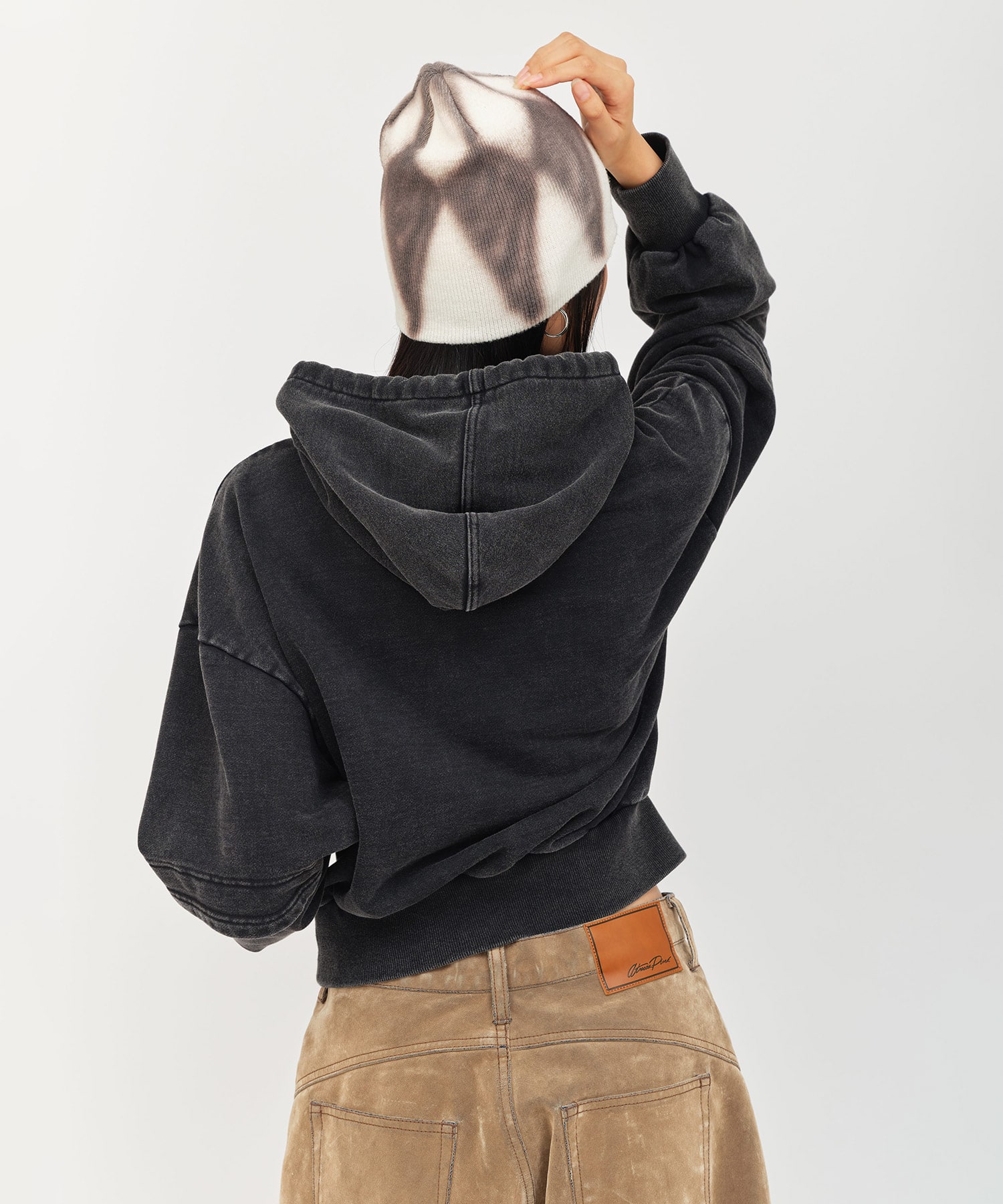 atmos pink Layered Sweat Hoodie BLACKの画像