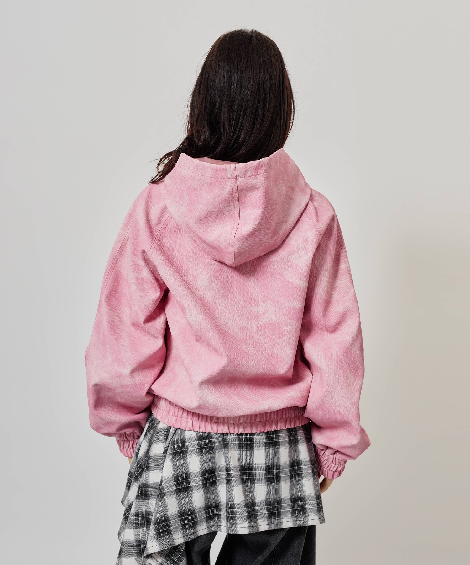 atmos pink Faux Leather Hoodie Jacket PINKの画像