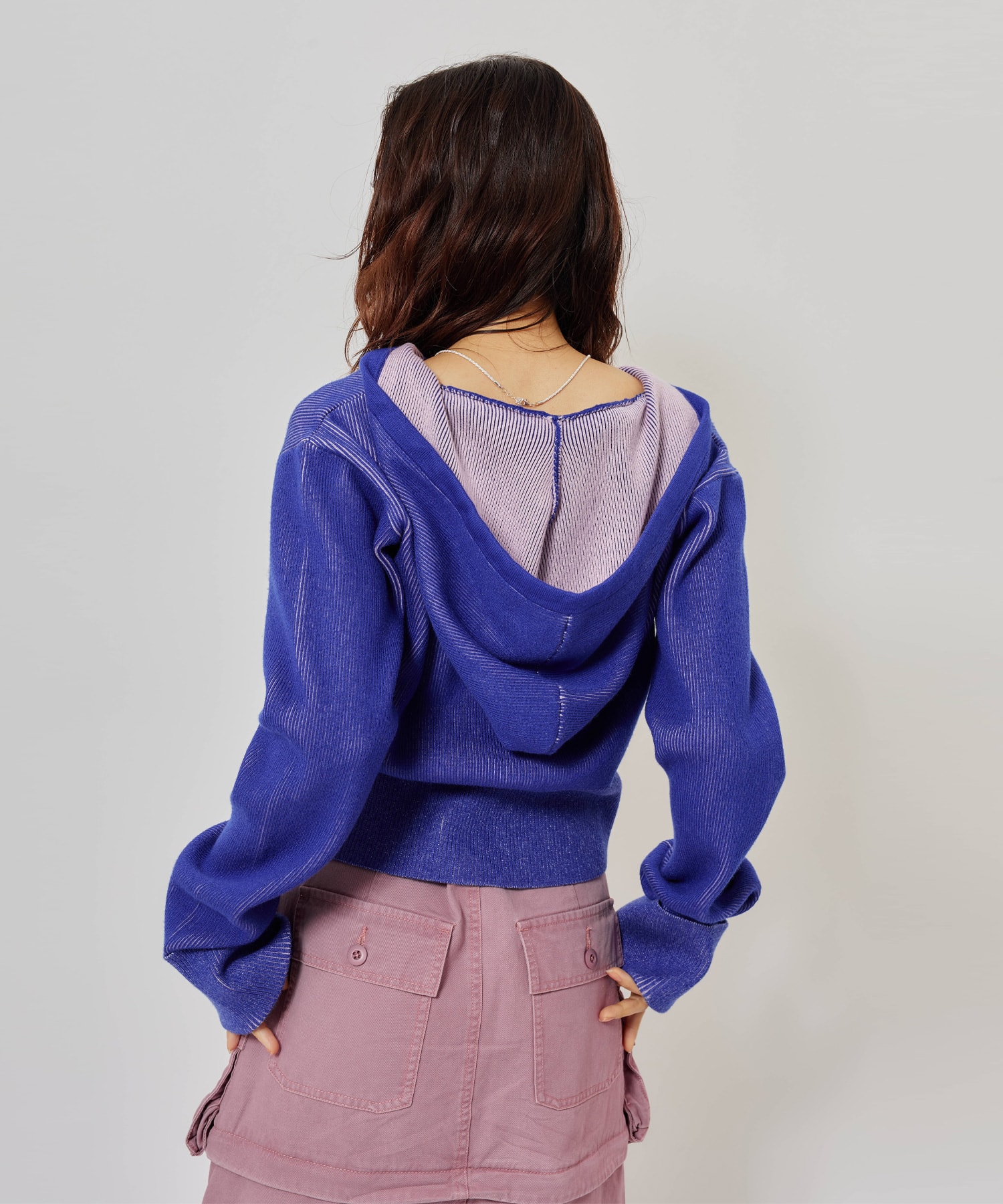 atmos pink Plating Knit Hoodie BLUEの画像