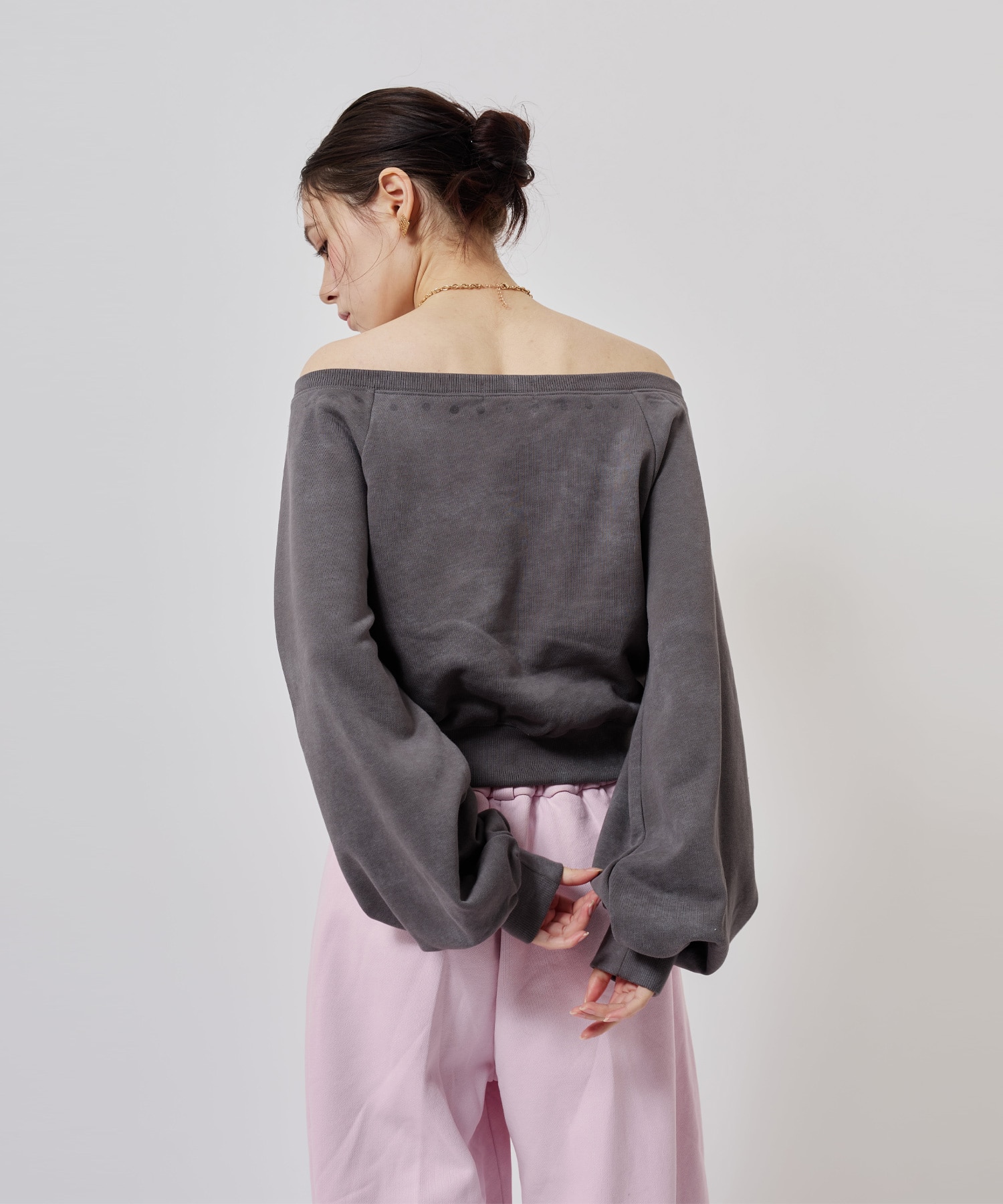 atmos pink Lace-up Sweat Top CHARCOALの画像