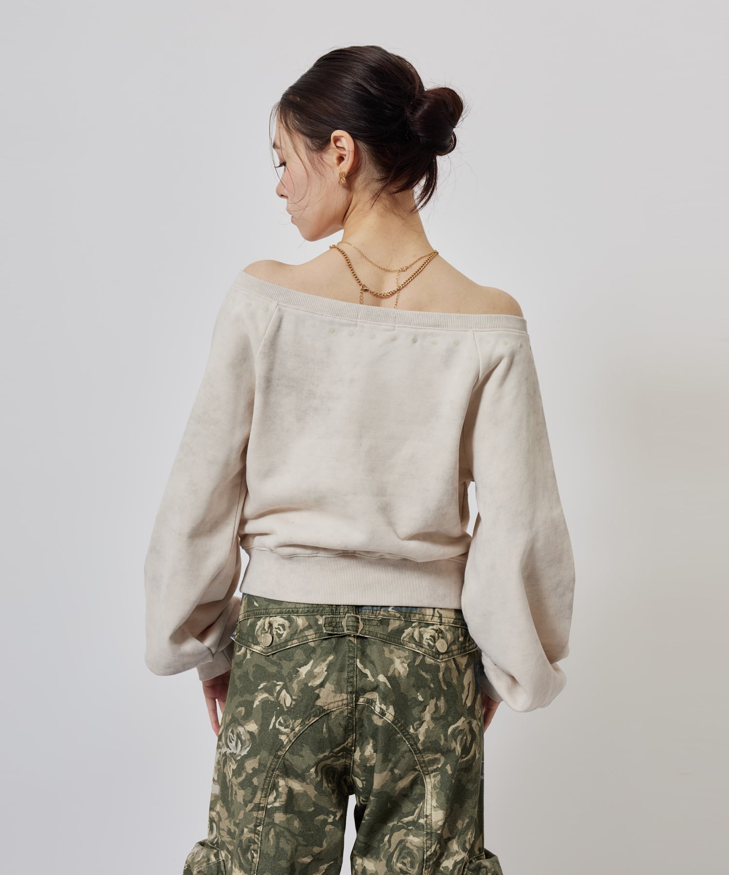 atmos pink Lace-up Sweat Top WHITEの画像