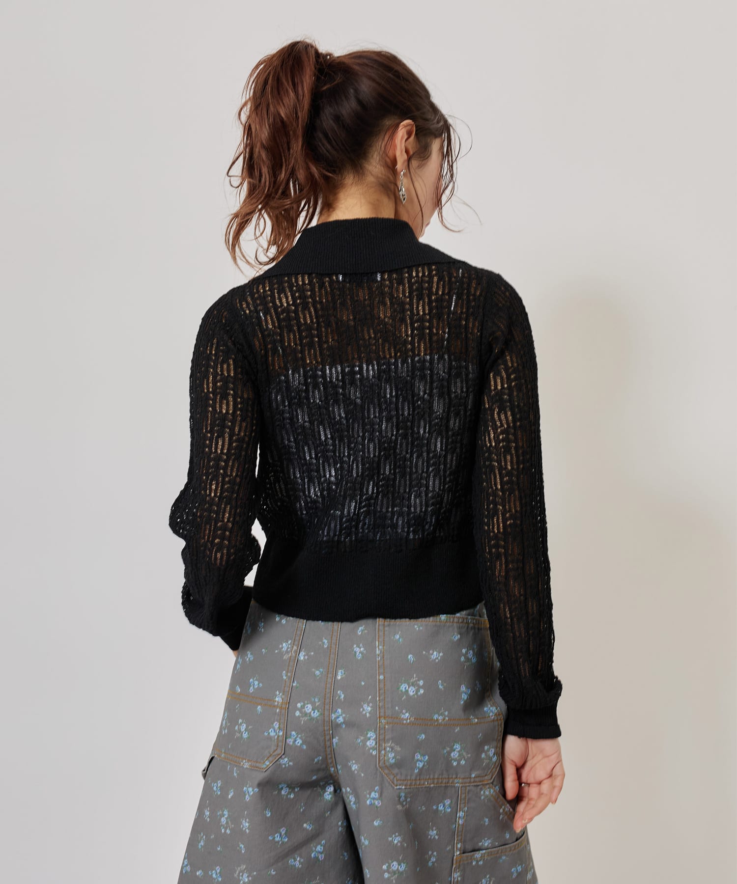 atmos pink See-Through Knit Cardigan BLACKの画像