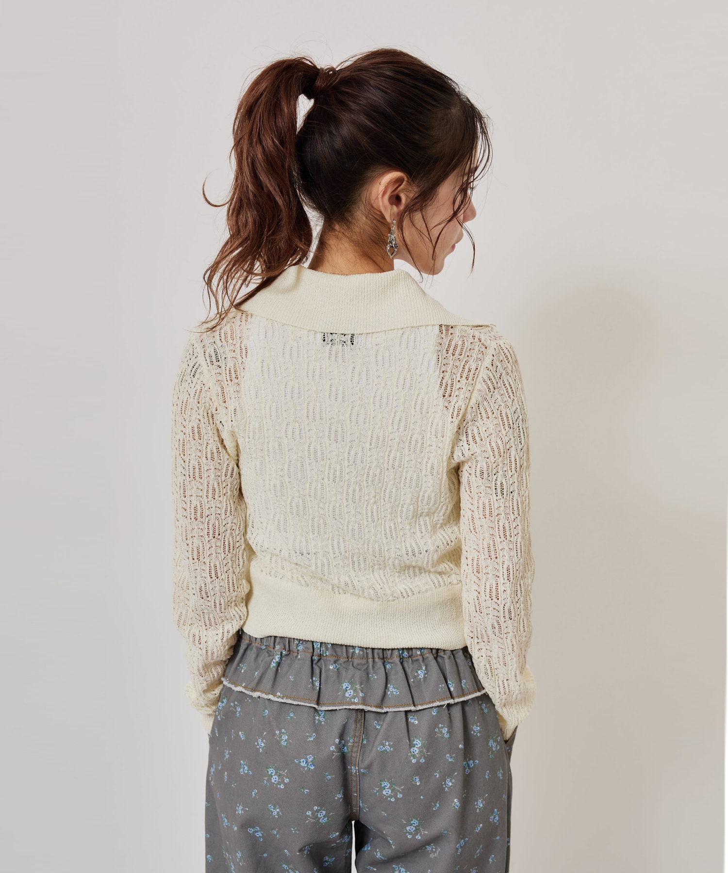 atmos pink See-Through Knit Cardigan WHITEの画像