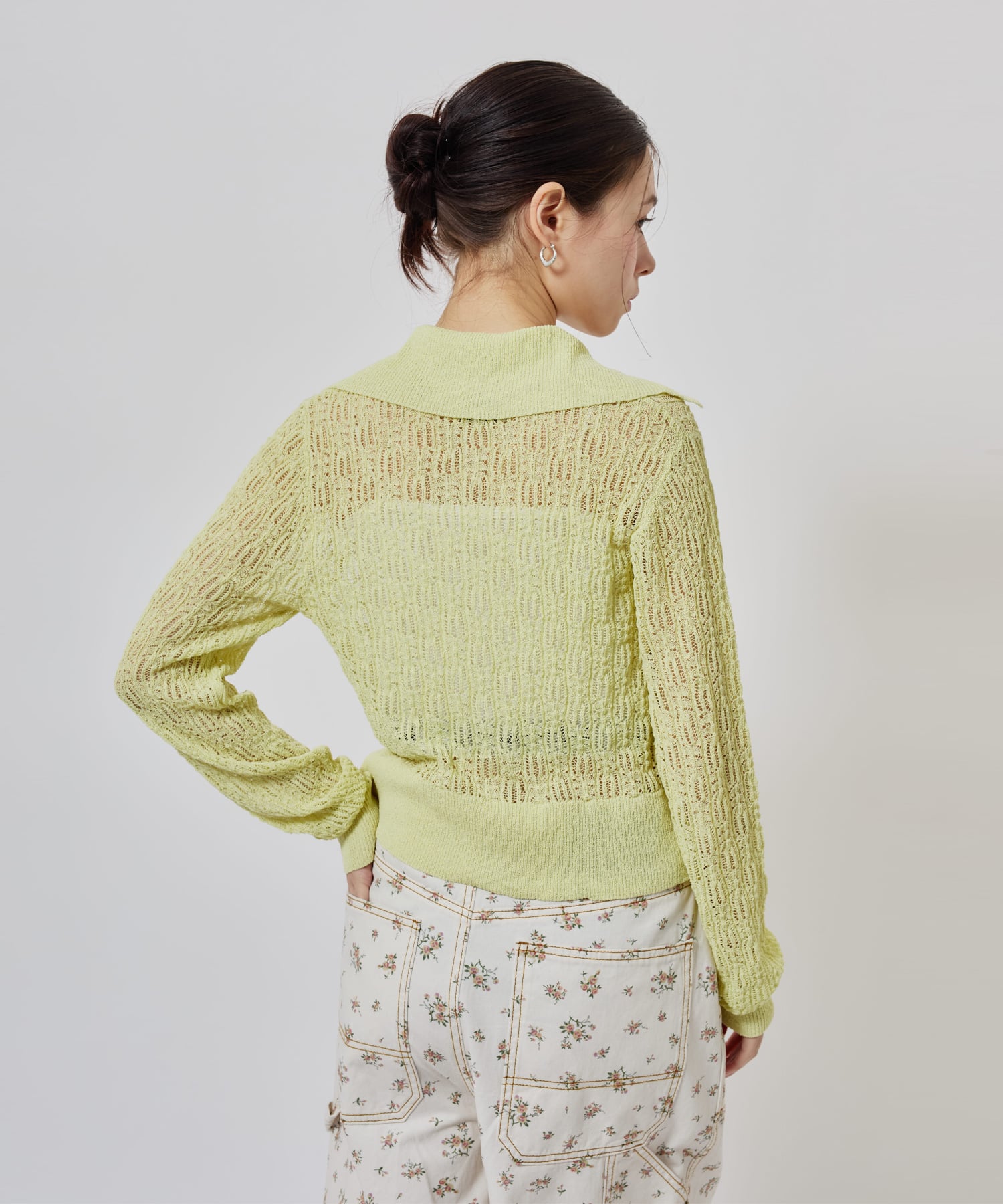 atmos pink See-Through Knit Cardigan YELLOWの画像