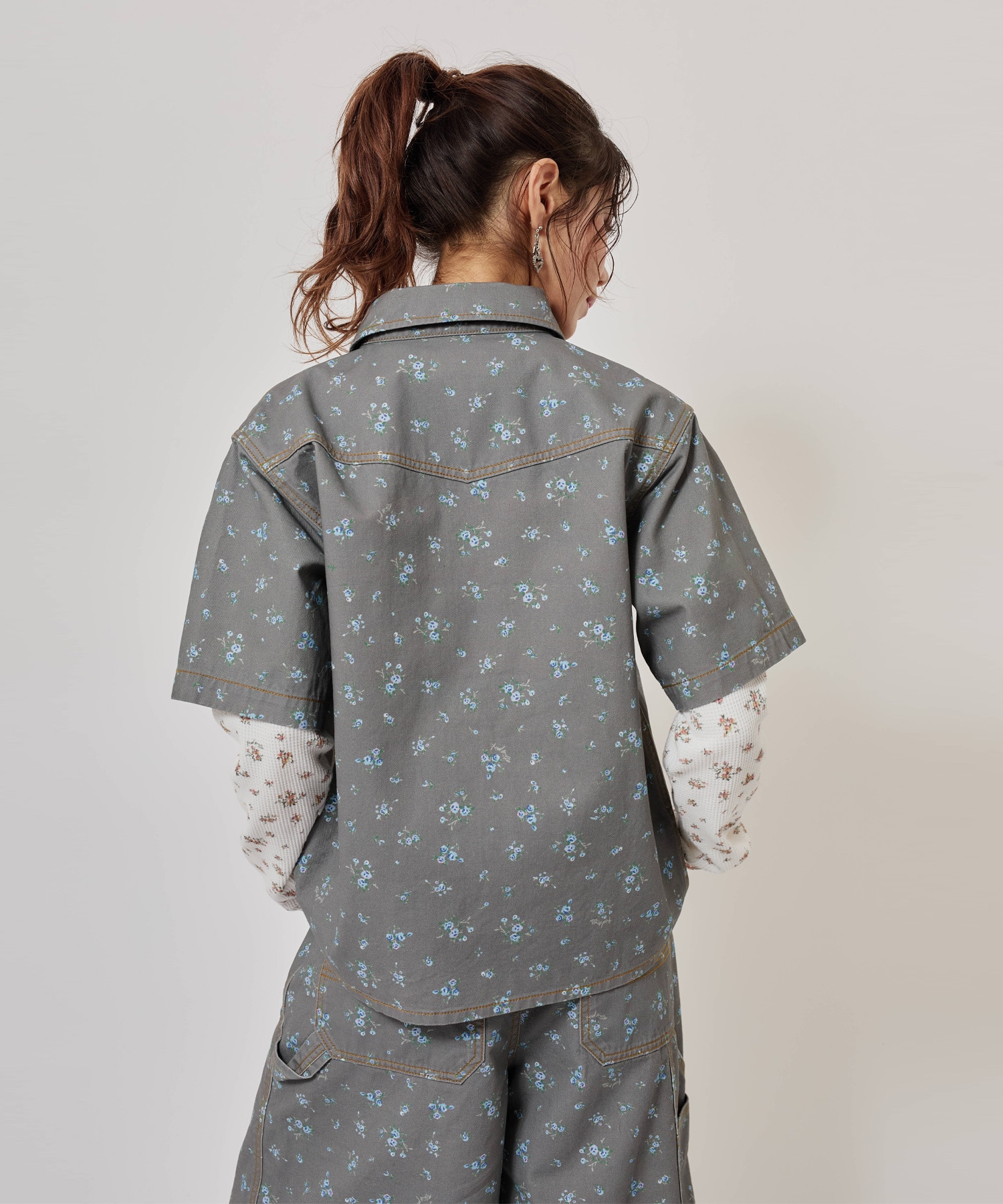 atmos pink Floral Work Shirt BLACKの画像