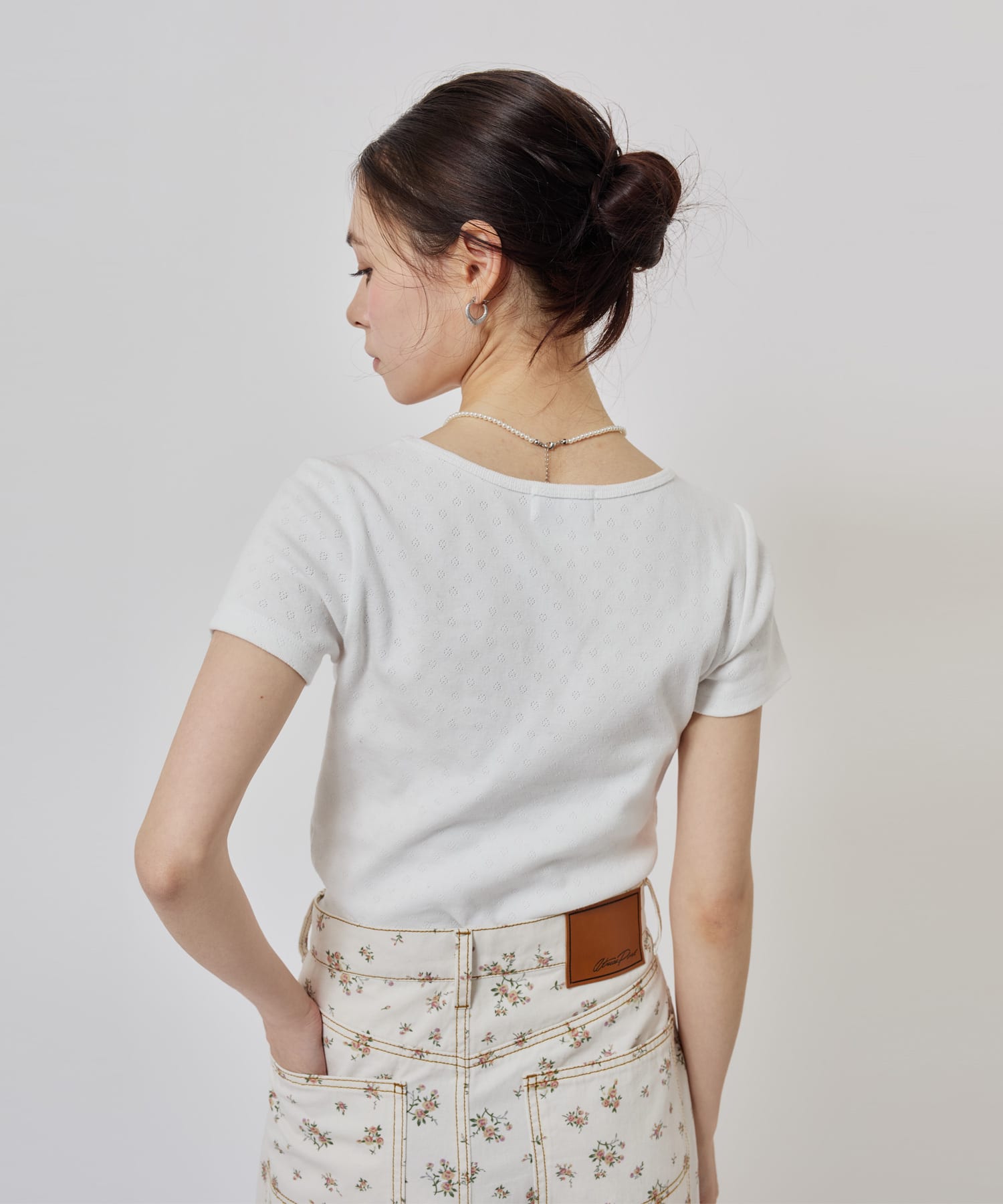 atmos pink Rhinestone Logo T-shirt WHITEの画像