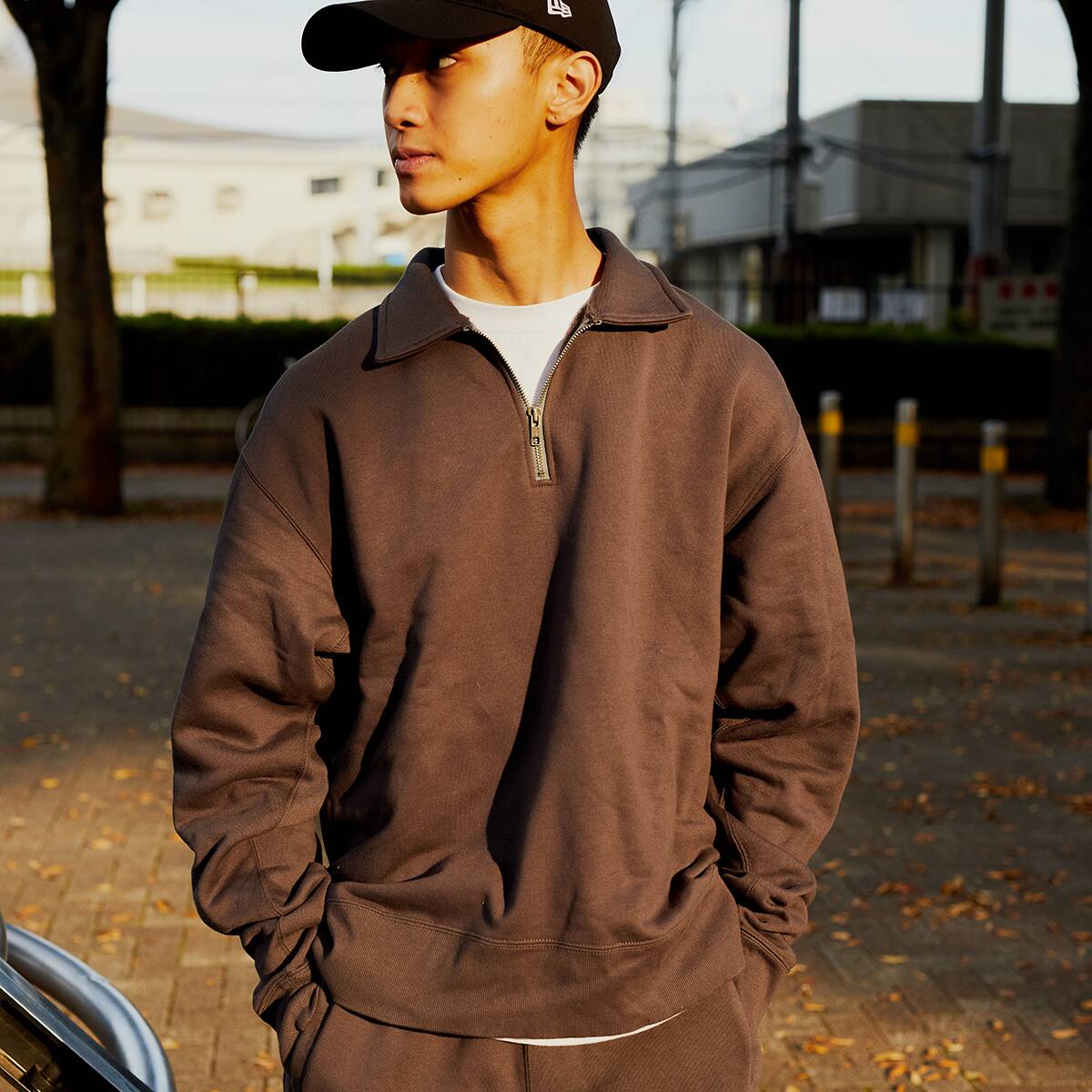 atmos OVERDYED HALF ZIP SWEAT CHARCOLE 20FA-I