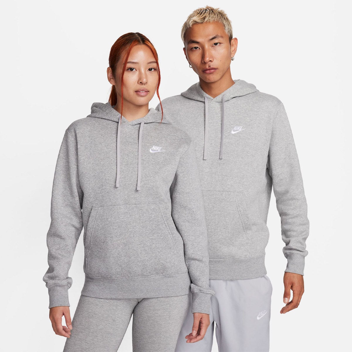 NIKE AS M NSW CLUB HOODIE PO BB DK GREY HEATHER/MATTE SILVER/WHITEの画像