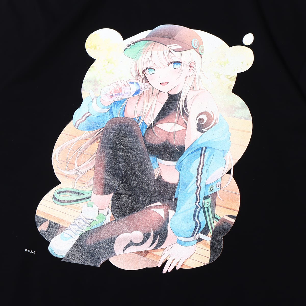 atmos x 絵師100人展 らんぐTEE BLACK 22SU-I