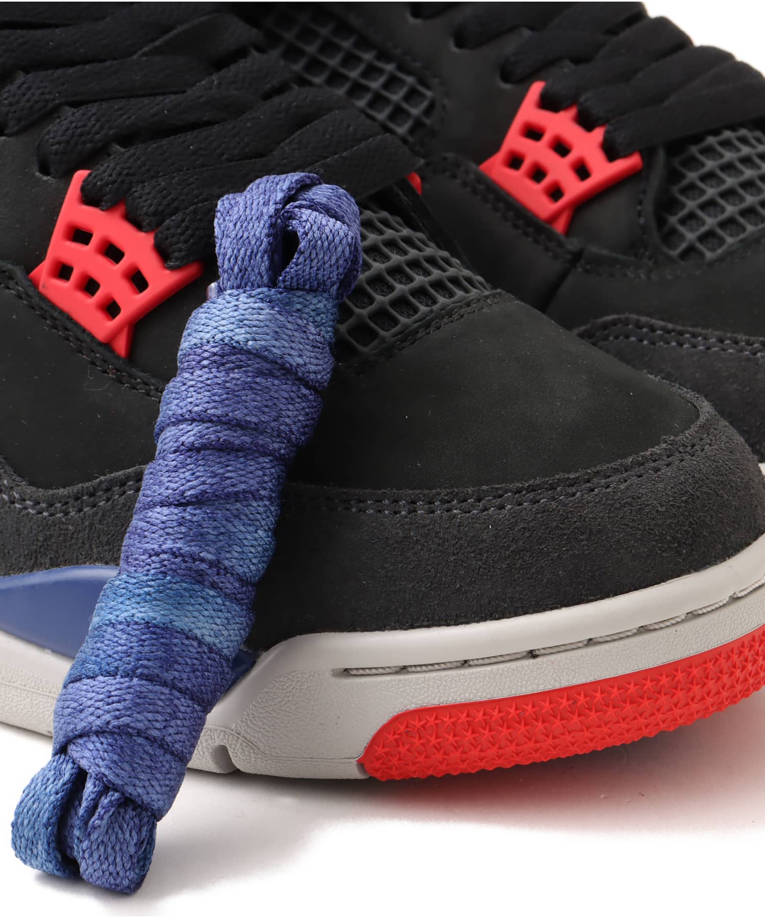 JORDAN BRAND AIR JORDAN 4 RETRO BLACK/FIRE RED-DEEP ROYAL BLUEの画像