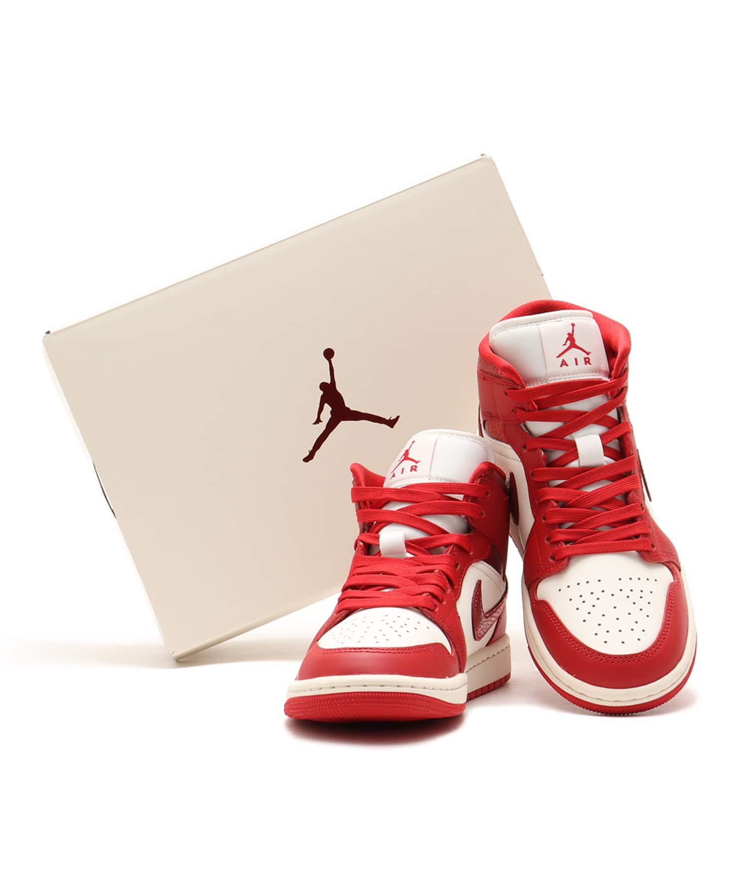 JORDAN BRAND WMNS AIR JORDAN 1 MID SE SAIL/VARSITY RED-TEAM