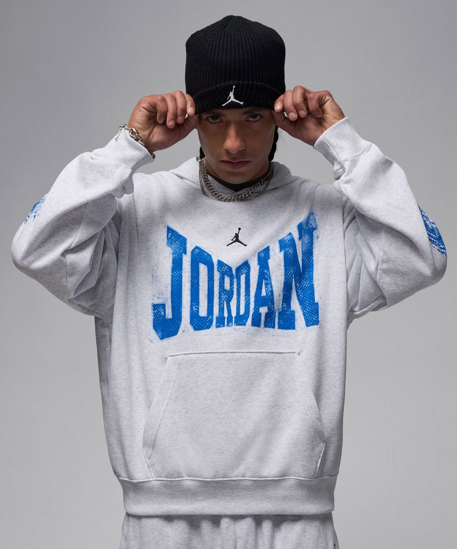 JORDAN BRAND M J BRK CLLGTE HBR PO HD LB BIRCH HEATHER/BLACKの画像