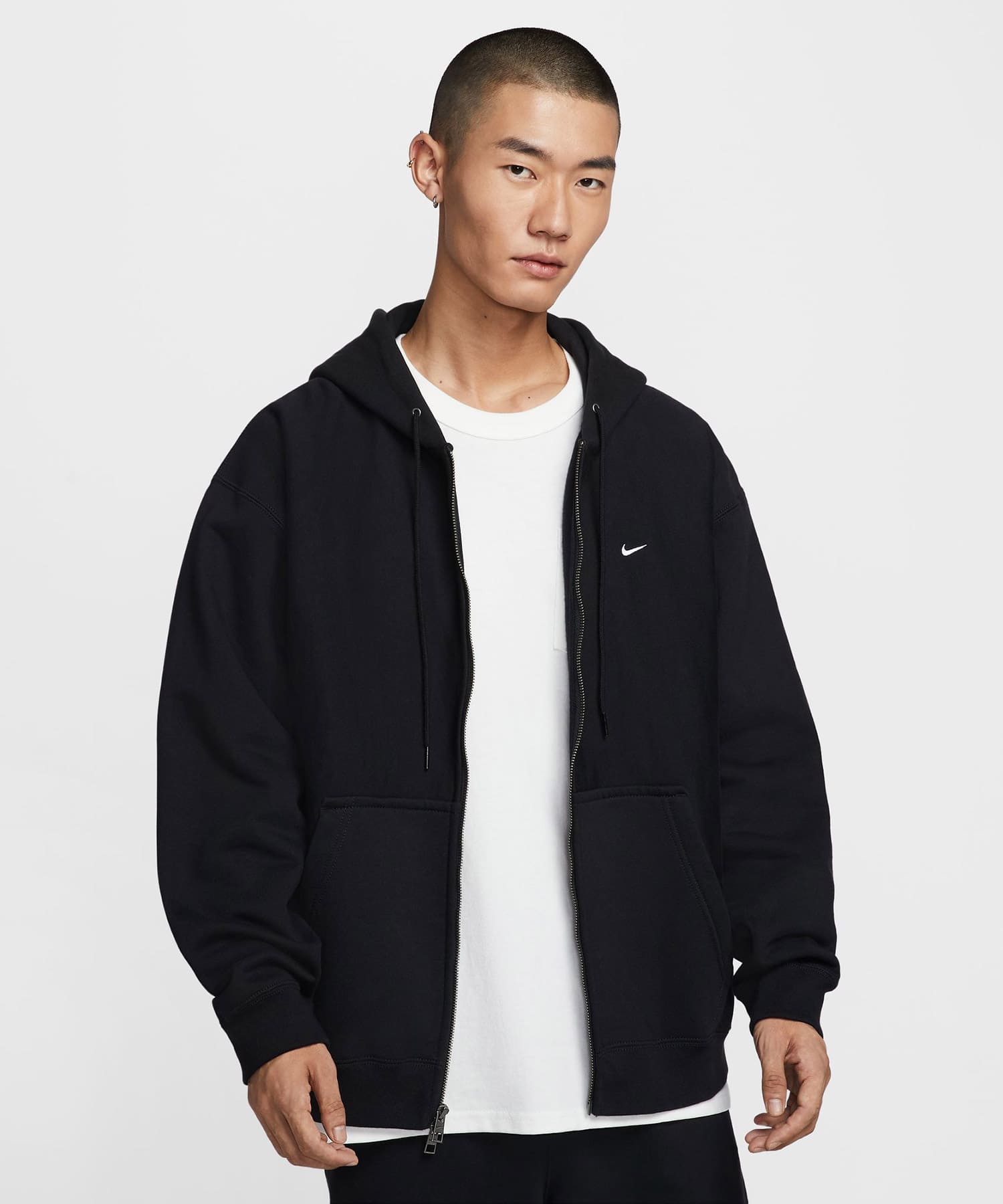NIKE AS M NL SOLO SWSH BB FZ HOODIE BLACK/BLACK/WHITEの画像