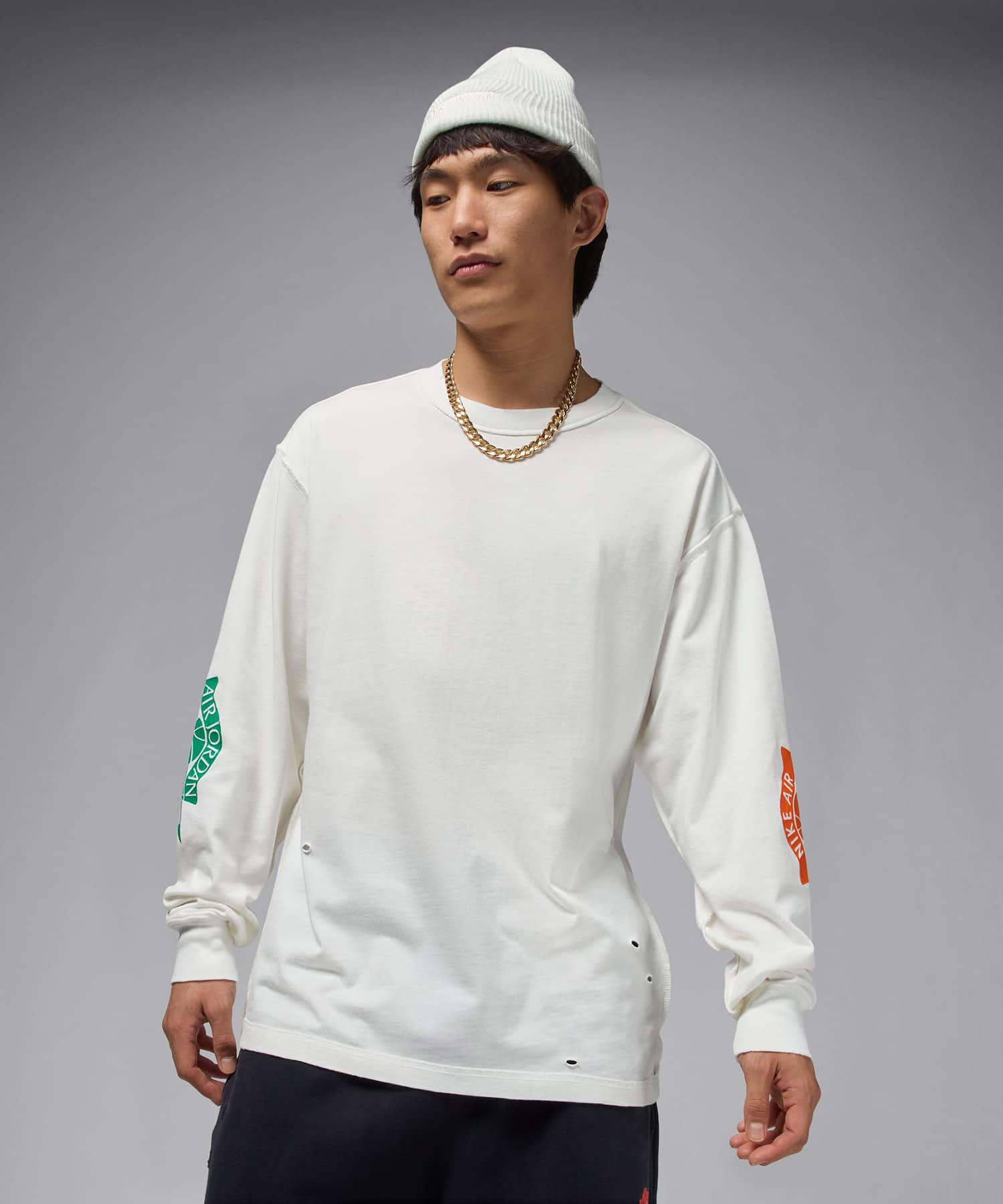 JORDAN BRAND M J RARE AIR WSH 85 LS CREW SAIL/BRILLIANT ORNGEの画像
