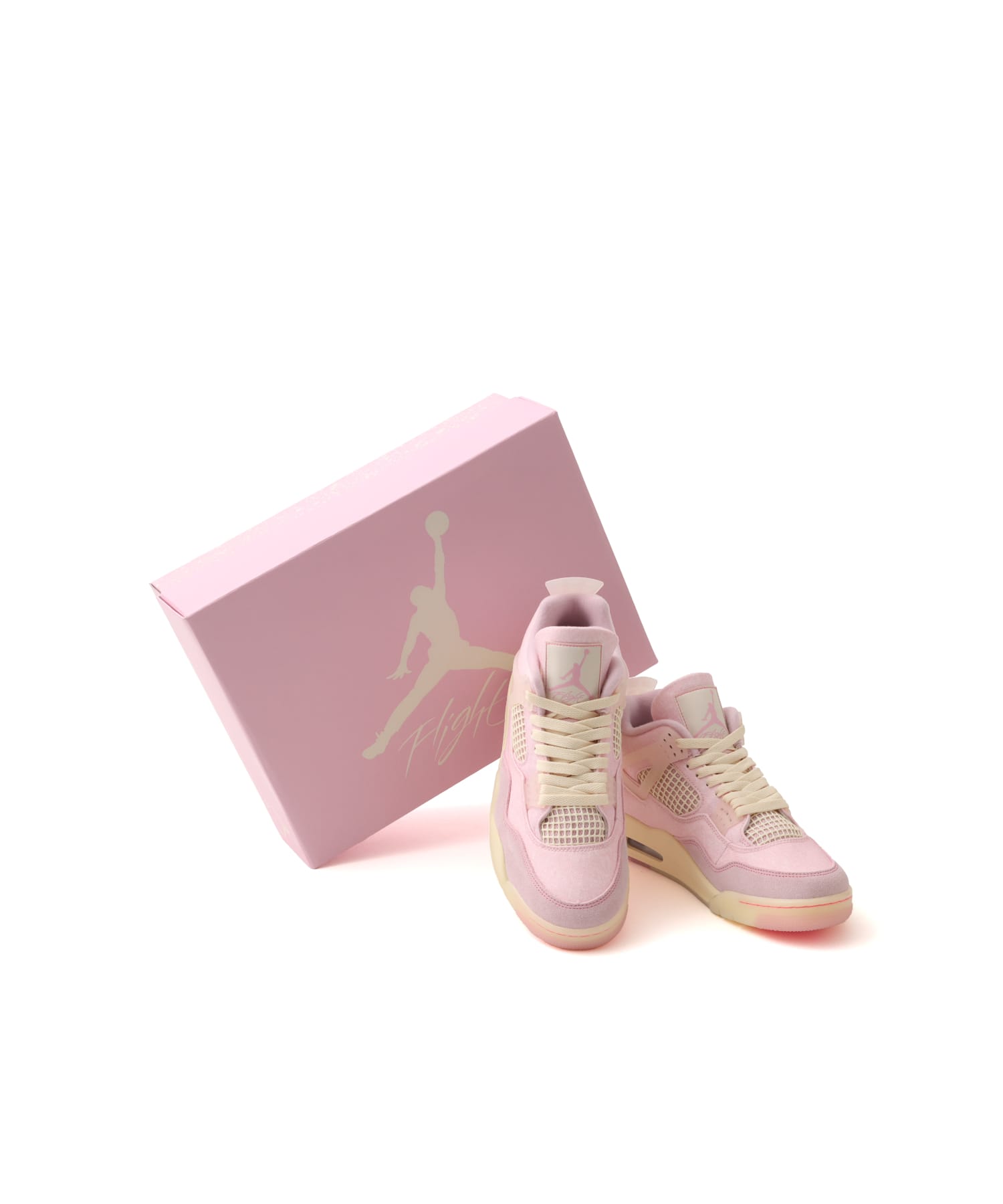 JORDAN BRAND WMNS AIR JORDAN 4 RETRO TEX PEARL PINK/ICED CARMINE-COCONUT MILKの画像