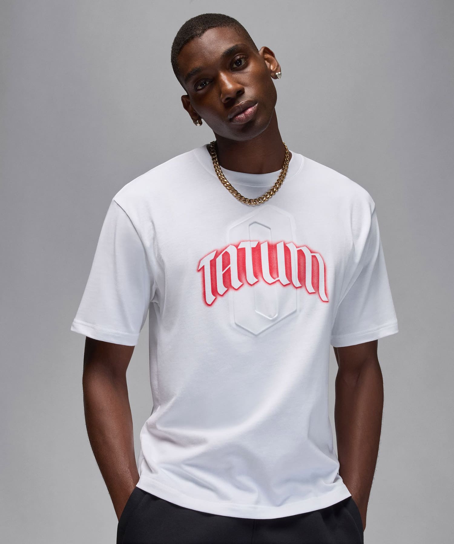 JORDAN BRAND M J GFX SS CREW JT WHITE/UNIVERSITY REDの画像