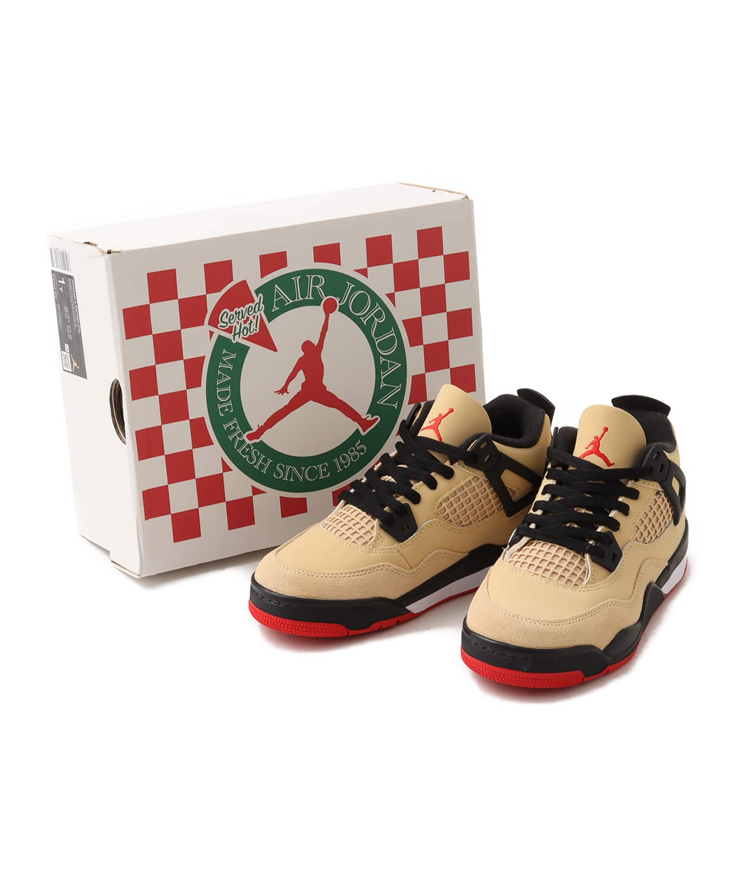 JORDAN BRAND JORDAN 4 RETRO (PS) SESAME/FIRE RED-BLACK-WHITEの画像