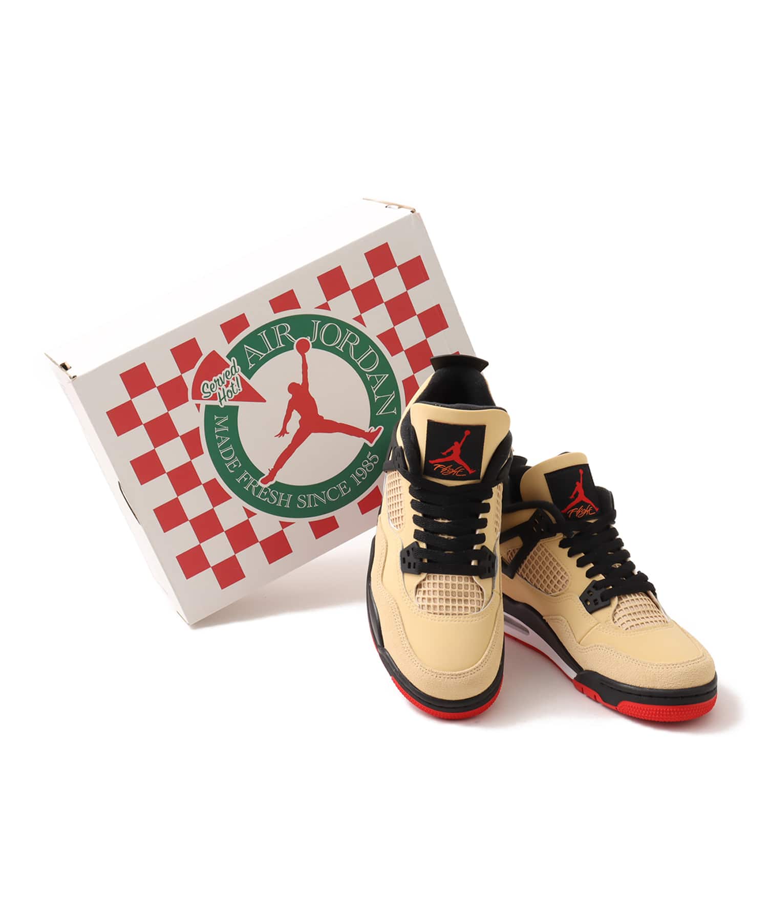 JORDAN BRAND AIR JORDAN 4 RETRO (GS) SESAME/FIRE RED-BLACK-WHITEの画像