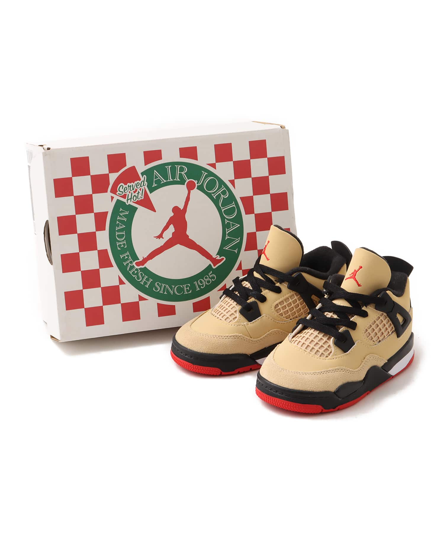 JORDAN BRAND JORDAN 4 RETRO (TD) SESAME/FIRE RED-BLACK-WHITEの画像