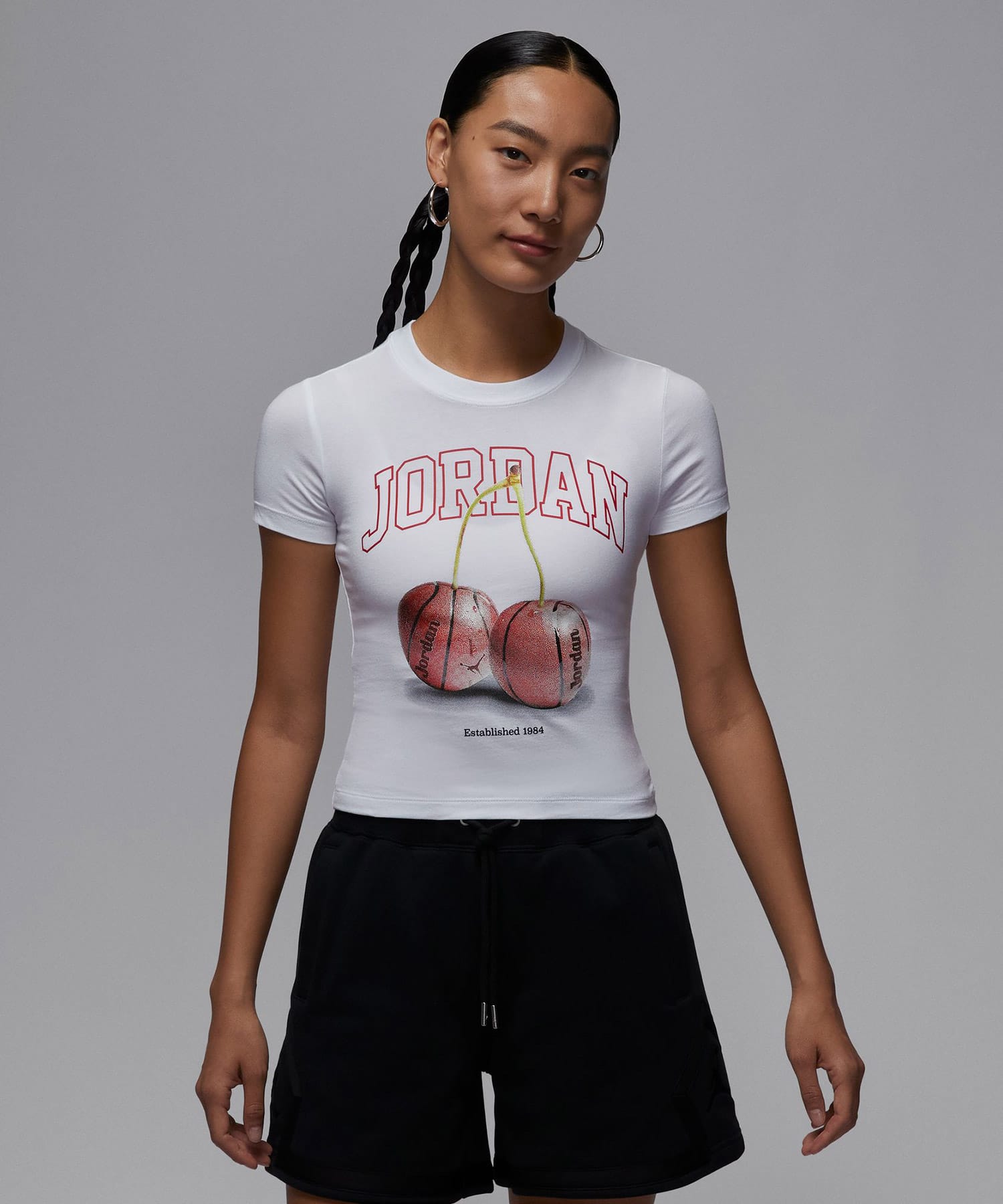 JORDAN BRAND AS W J BRK SS TMID GFX TEE BB WHITE/GYM RED/BLACKの画像