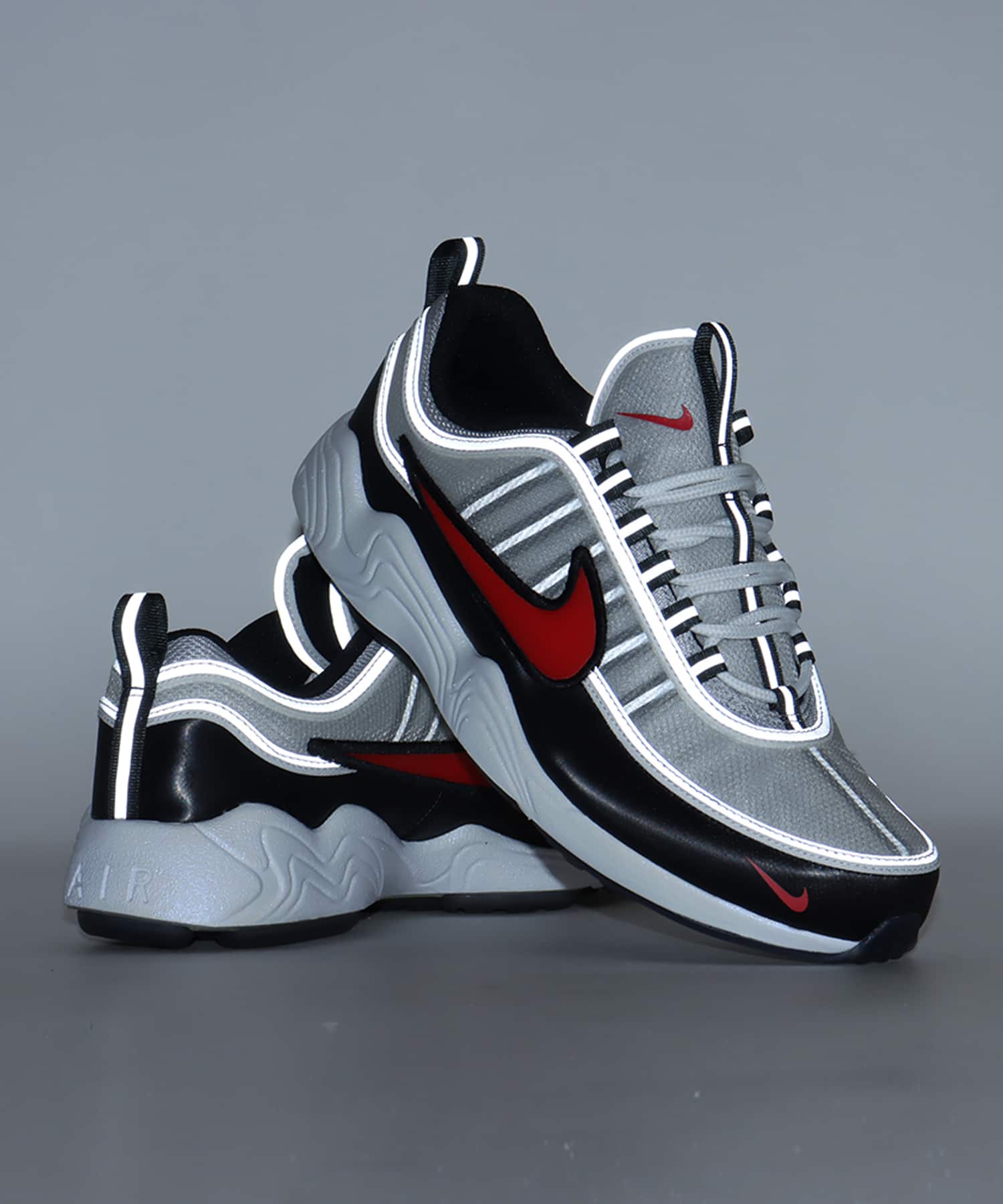 NIKE AIR ZOOM SPIRIDON METALLIC SILVER/SPORT RED-BLACK-WHITE NIKE AIR ZOOM SPIRIDON METALLIC SILVER/SPORT RED-BLACK-WHITE