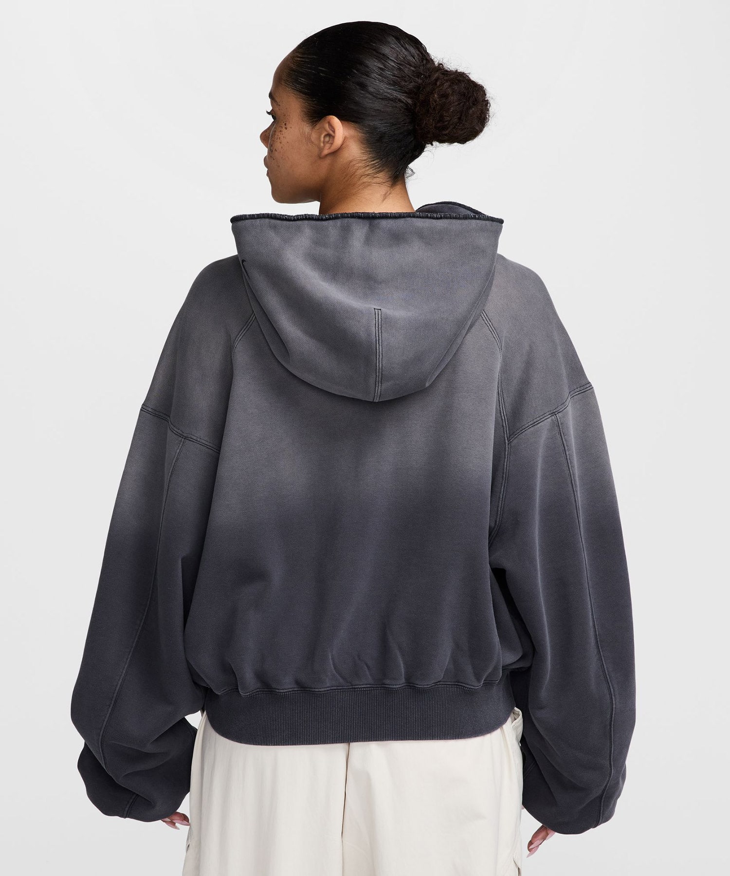NIKE W NRG NK STUDIO FLEECE HOODIE BLACKの画像