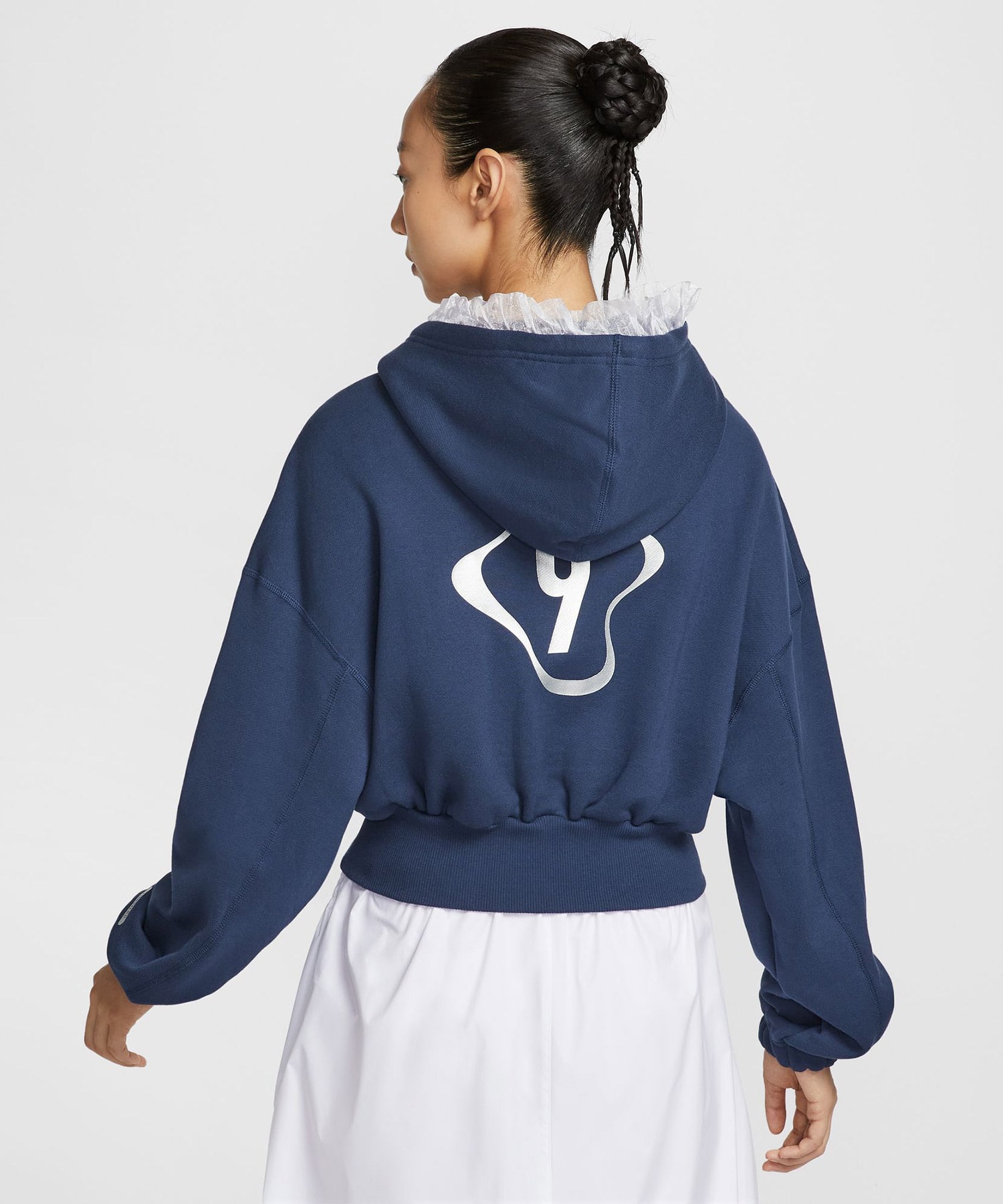 NIKE AS W NSW OS FLC CROP PO HDY GC MIDNIGHT NAVYの画像