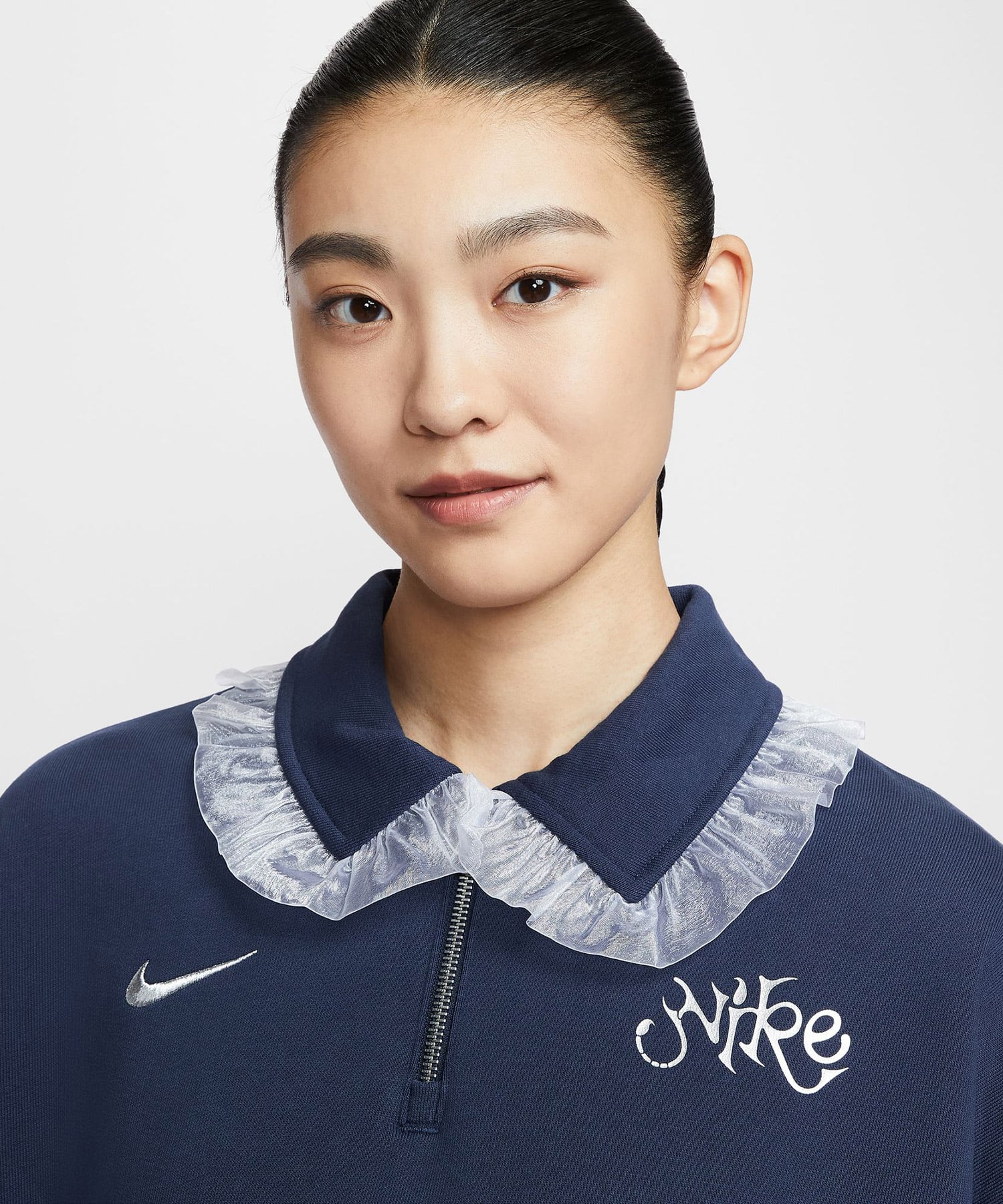 NIKE AS W NSW FLC OS BLKT QZ POLO G MIDNIGHT NAVYの画像