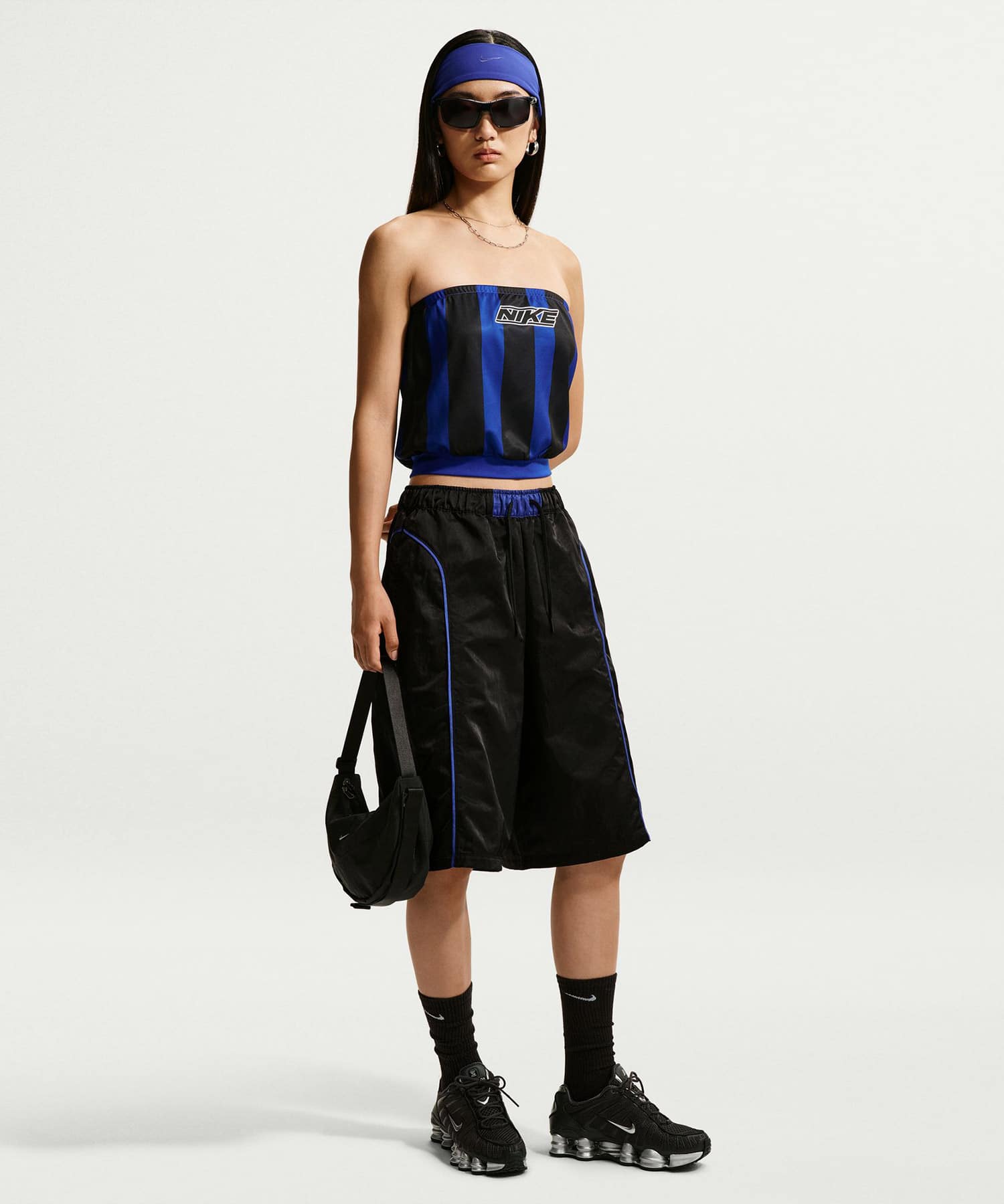 NIKE AS W NK STRIPED JERSEY TUBE TOP BLUEの画像