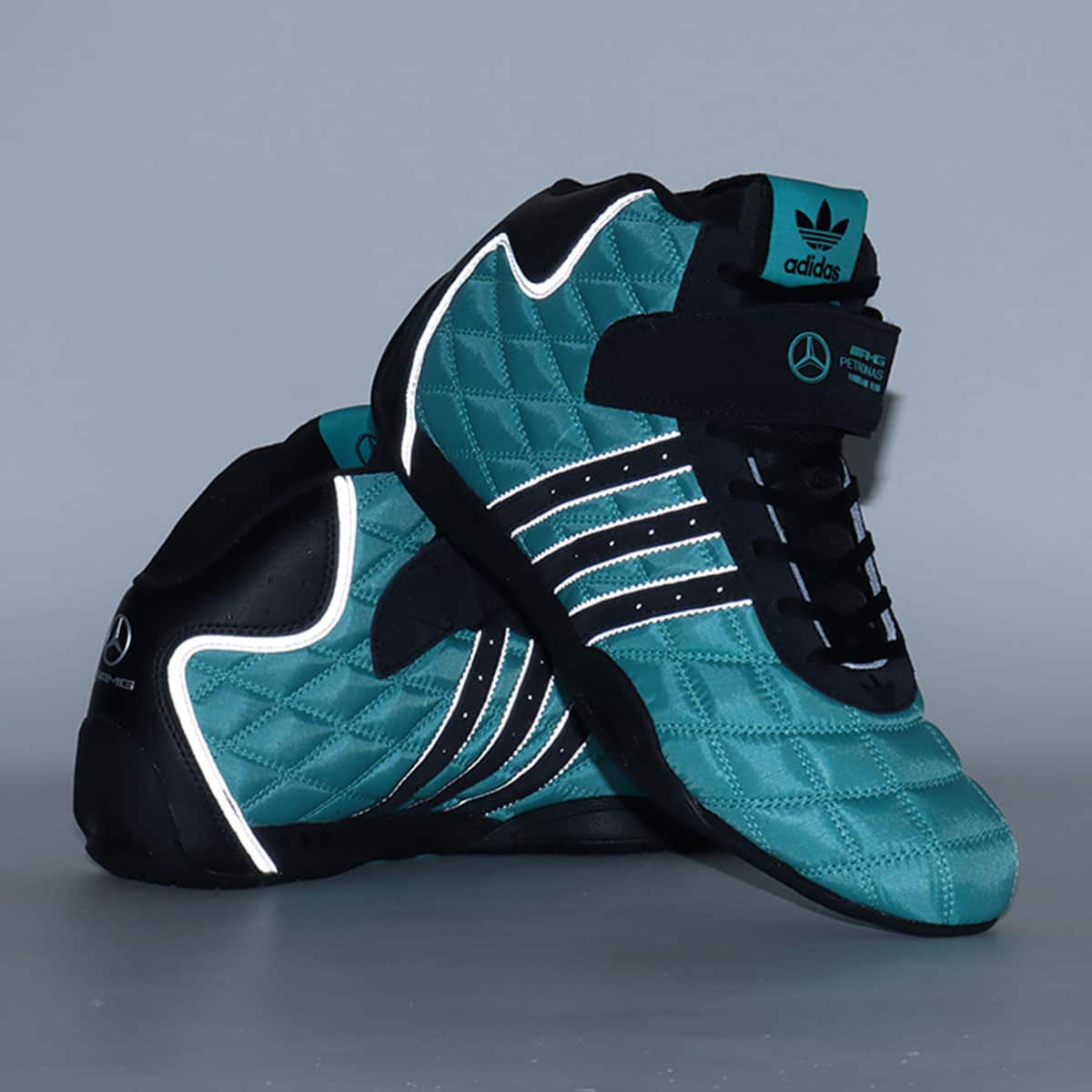 adidas ADIRACER HI Mercedes AMG PETRONAS F1 TEAM SEMI MINT RUSH/CORE BLACK/SILVER METALLICの画像