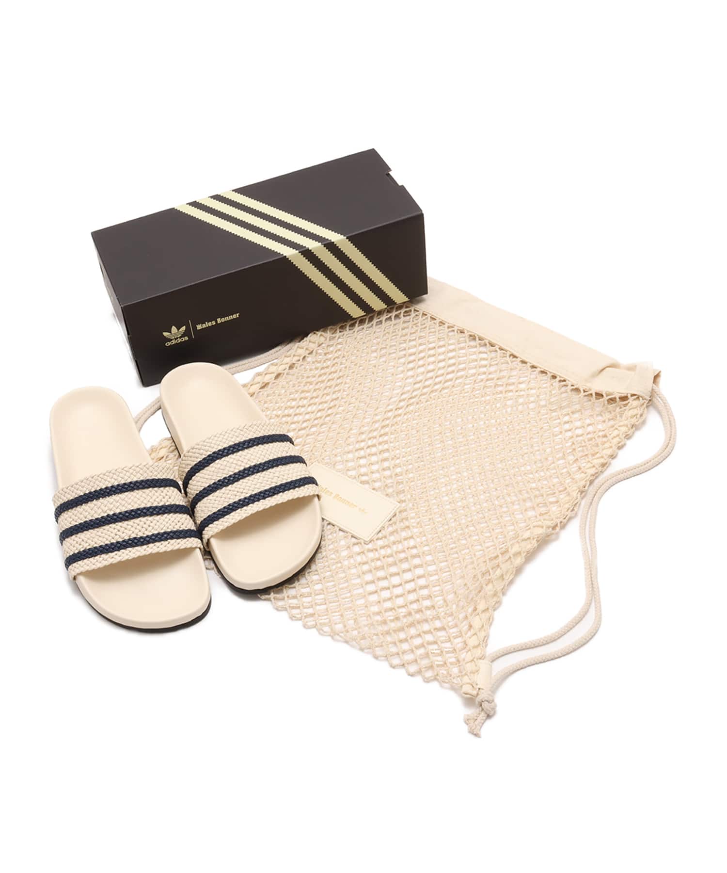 adidas WALES BONNER ADILETTE SLIDES WONDER WHITE/WONDER WHITE/NIGHT INDIGOの画像