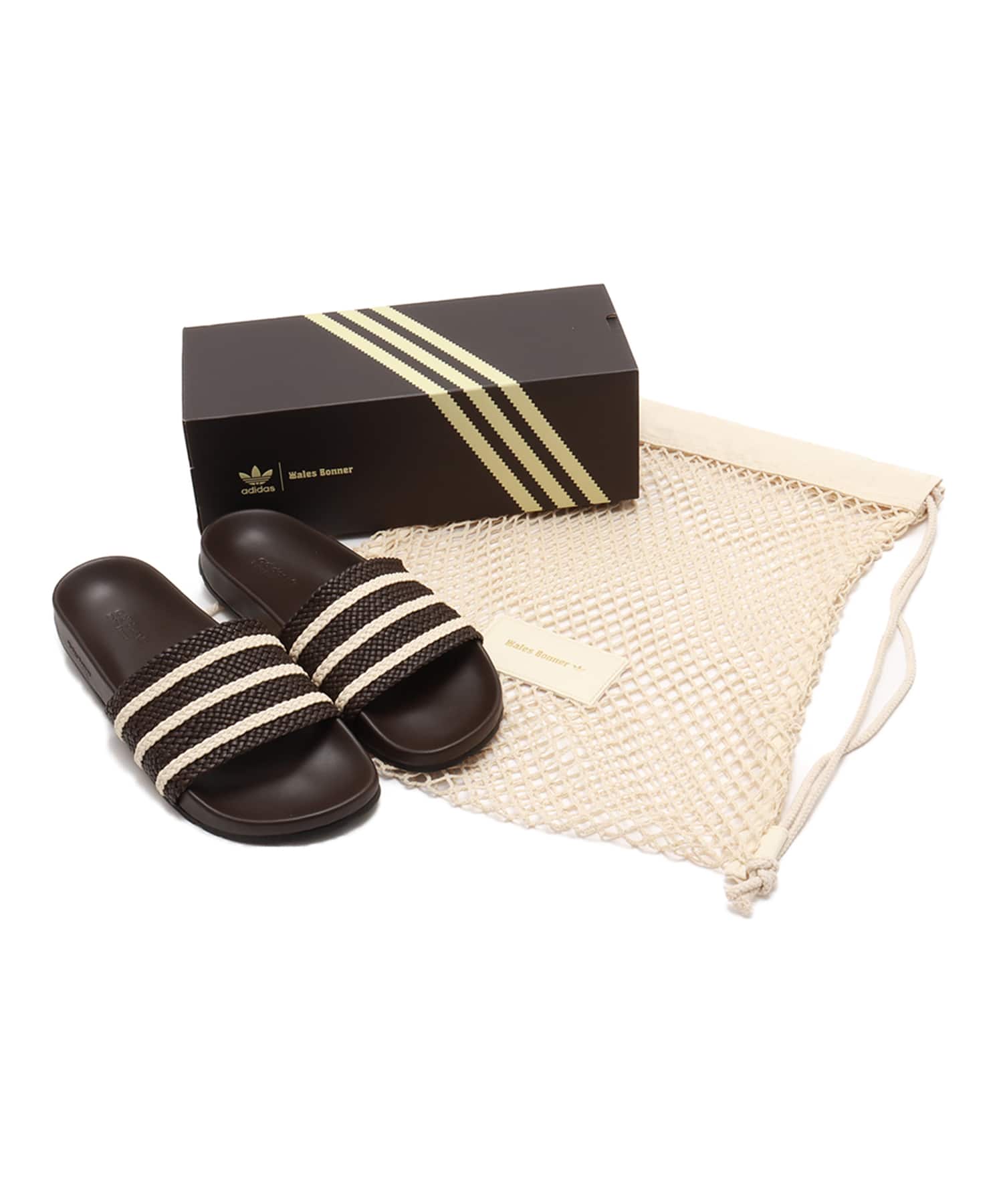 adidas WALES BONNER ADILETTE SLIDES DARK BROWN/WONDER WHITE/NIGHT BROWNの画像