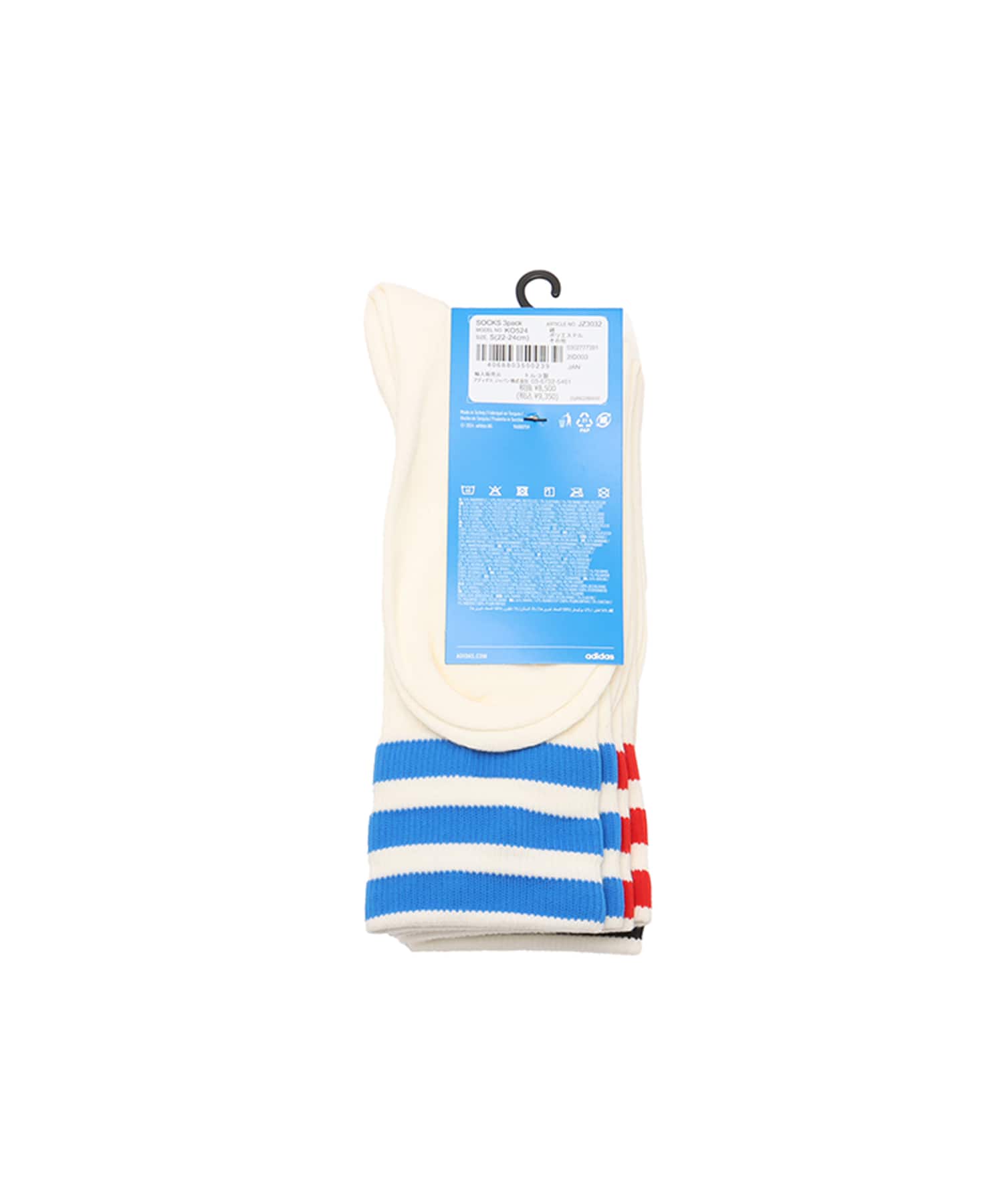 adidas by Avavav CREW SOCKS 3PACK クリームホワイト/ブラック/ベタースカーレット/ブルーバードの画像