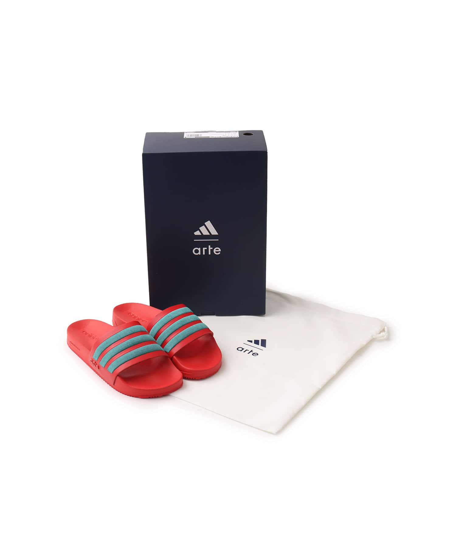 adidas X ARTE ANTWERP ADILETTE SLIDES BETSCA/CGREEN/BETSCAの画像