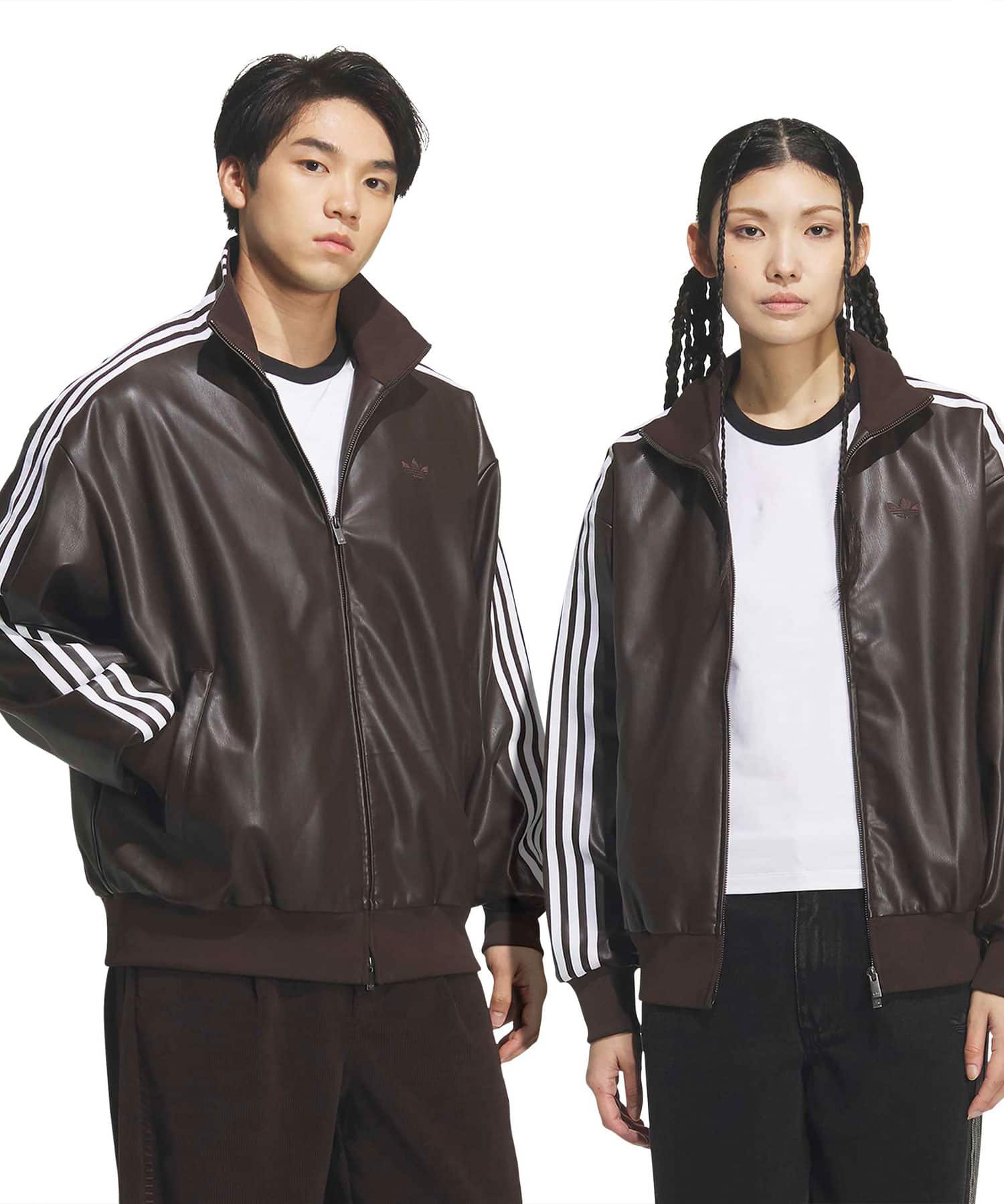 adidas PLEATHER 3STRIPES TRACK TOP オーロラコーヒーの画像