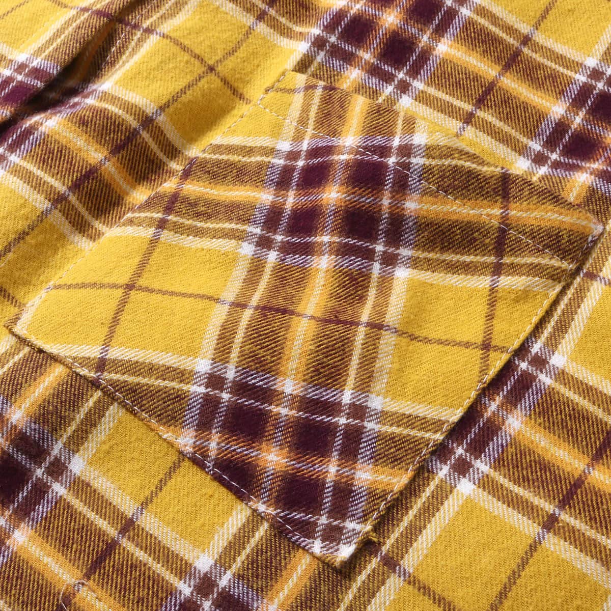 atmos pink ロング チェック シャツ YELLOWの画像