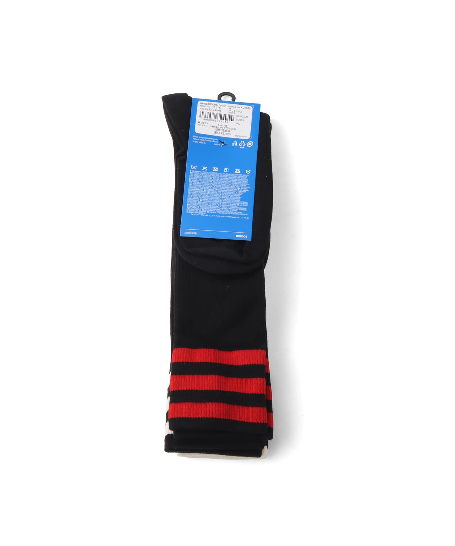 adidas BY AVAVAV KNEE SOCKS 3P クリームホワイト/ブラック/ブラックの画像