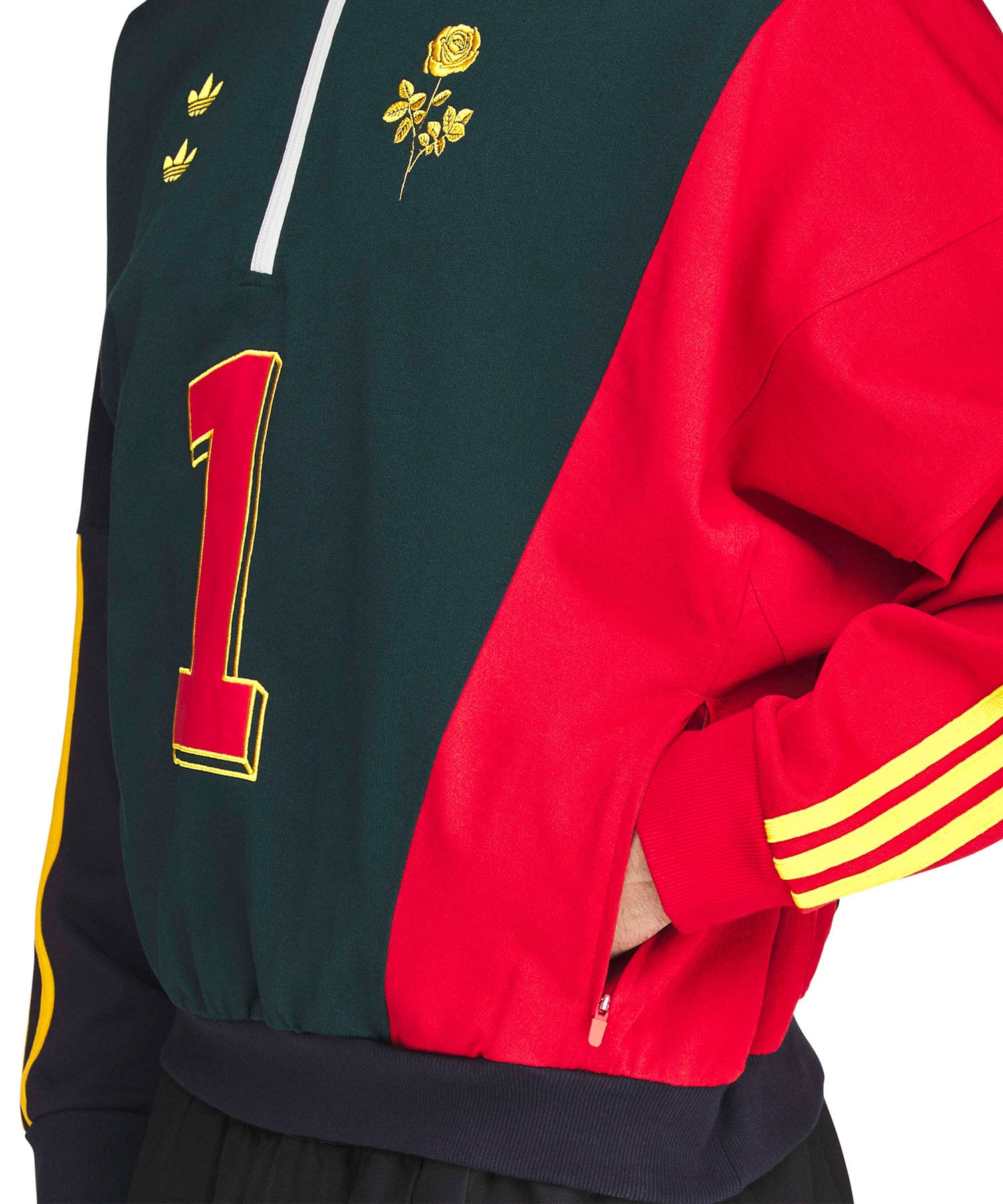 adidas CHAVARRIA WATSONVILLE QUARTER ZIP オーロラアイビー/レジェンドインク/ベタースカーレットの画像