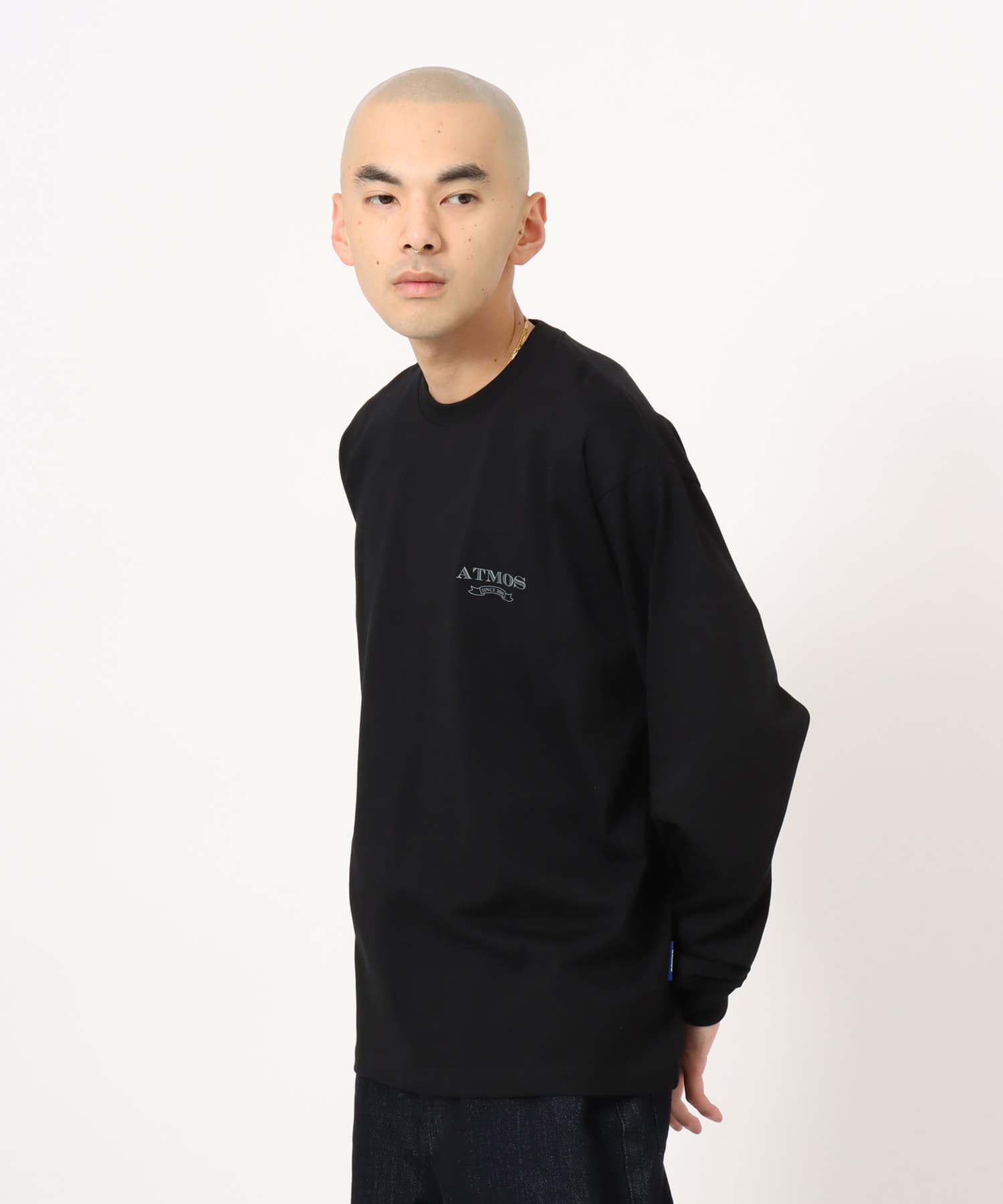 atmos Emblem Logo LS T-shirt BLACKの画像
